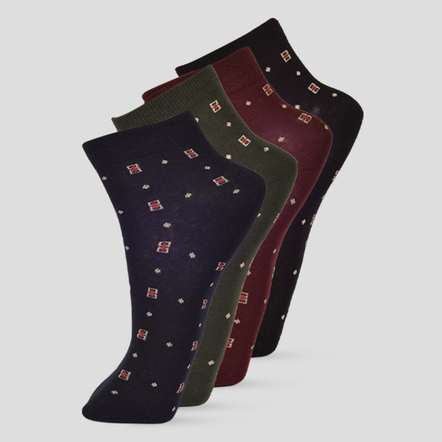 PACK OF 5 SMART FORMAL-ALL OVER - 001 ANKLE CUT ASSORTED COTTON SOCKS