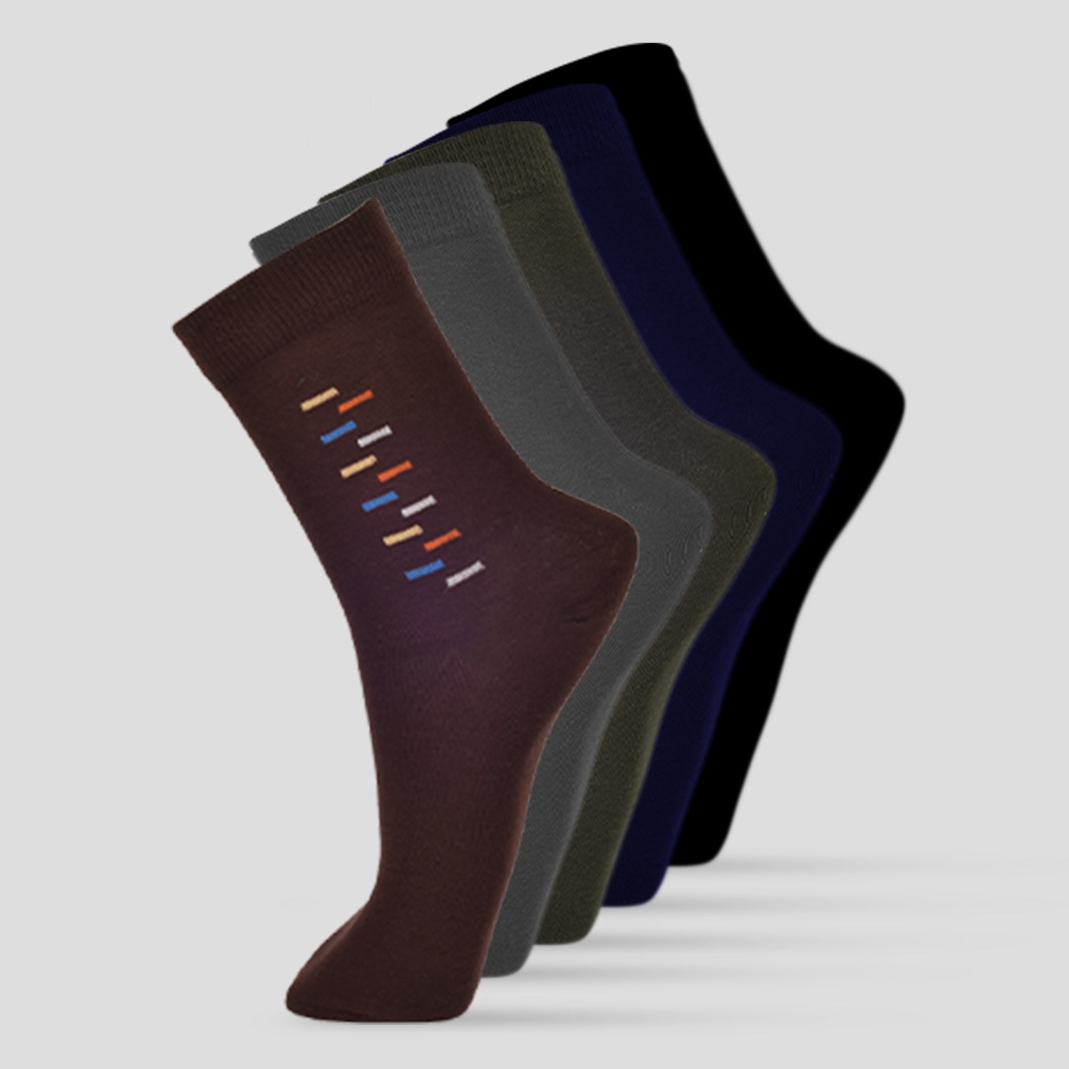 PACK OF 5 FORMAL -BIG MOTIF - 002 FULL CUT ASSORTED COTTON SOCKS