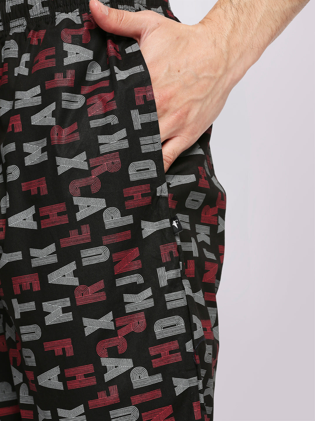 Relax Wear Alphabetical Black Printed Pyjama