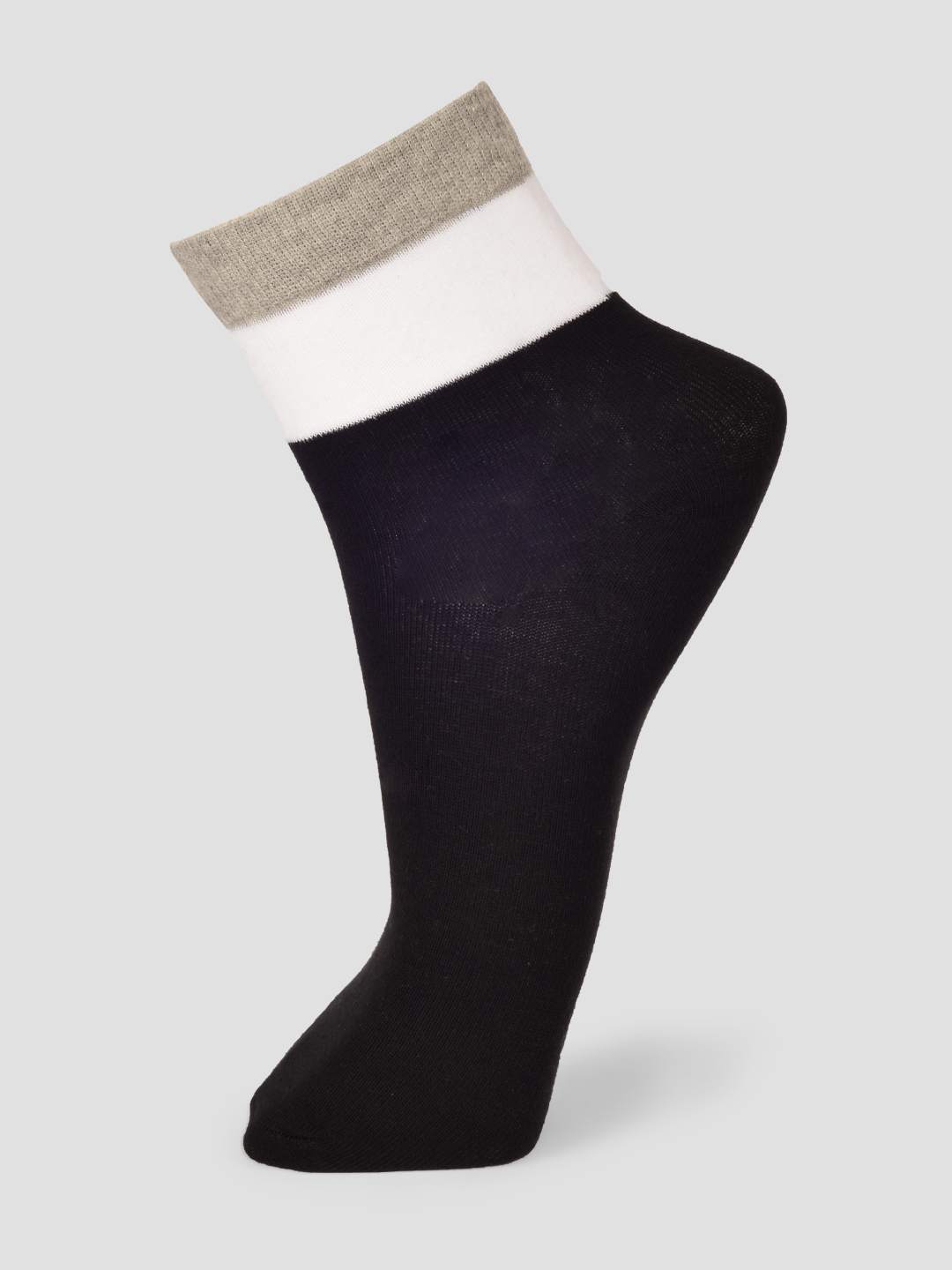 PACK OF 5 SOLID COLOR BLOCKING DESIGN ANKLE LENGTH CUT ASSORTED COTTON SOCKS 09