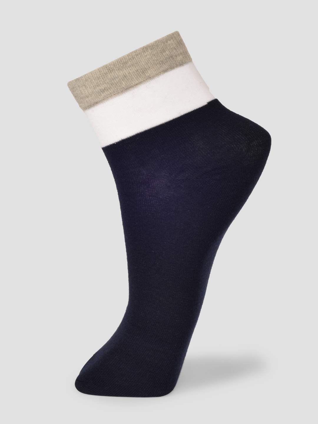 PACK OF 5 SOLID COLOR BLOCKING DESIGN ANKLE LENGTH CUT ASSORTED COTTON SOCKS 09