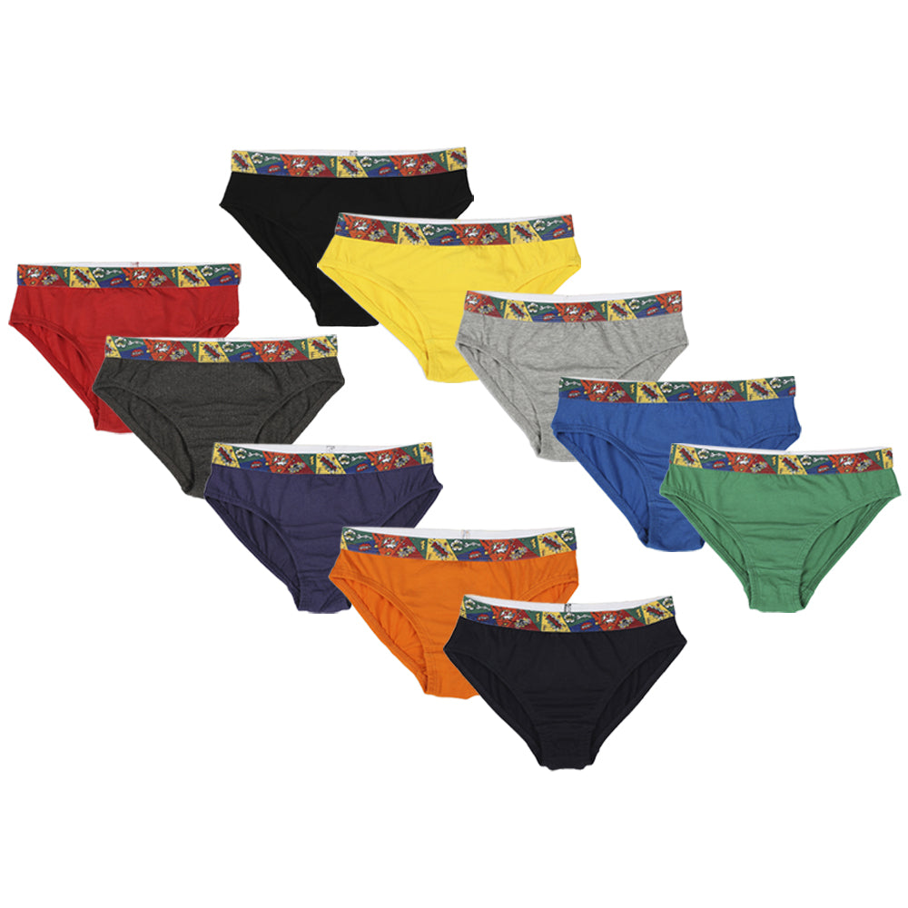 BR001 Kid's Solid Cotton Briefs - Assorted Colours
