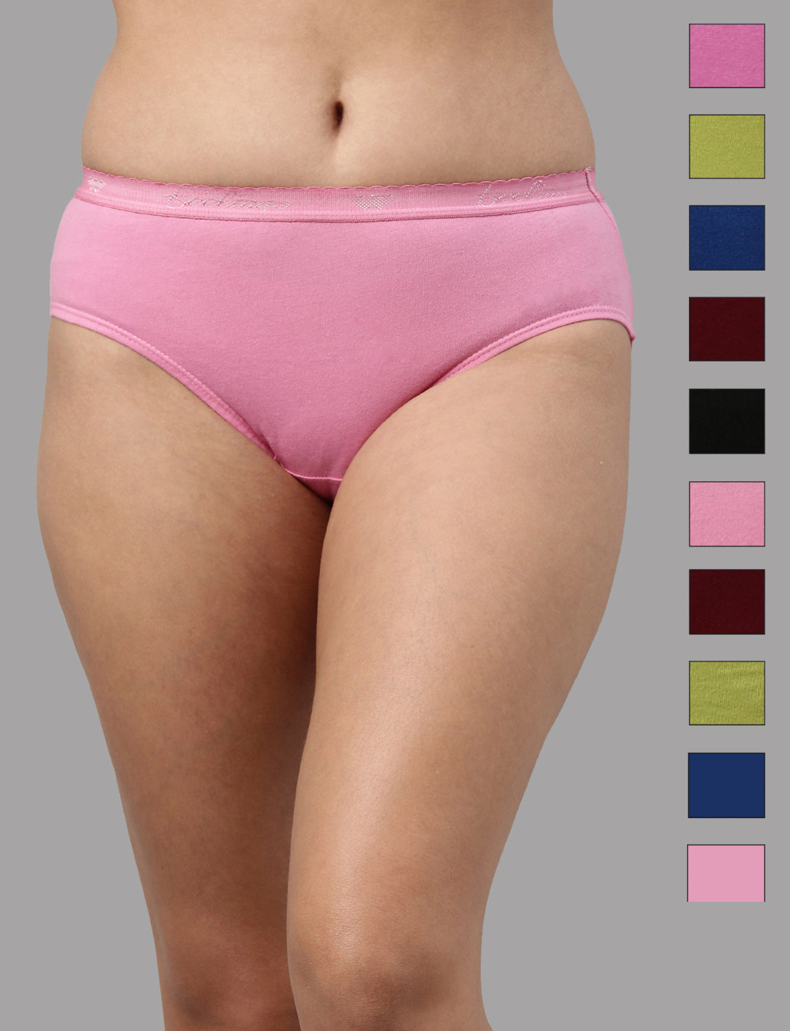 Amelie 103 Solid Outer Elastic Cotton Hipster Panty - Assorted Colours AS01