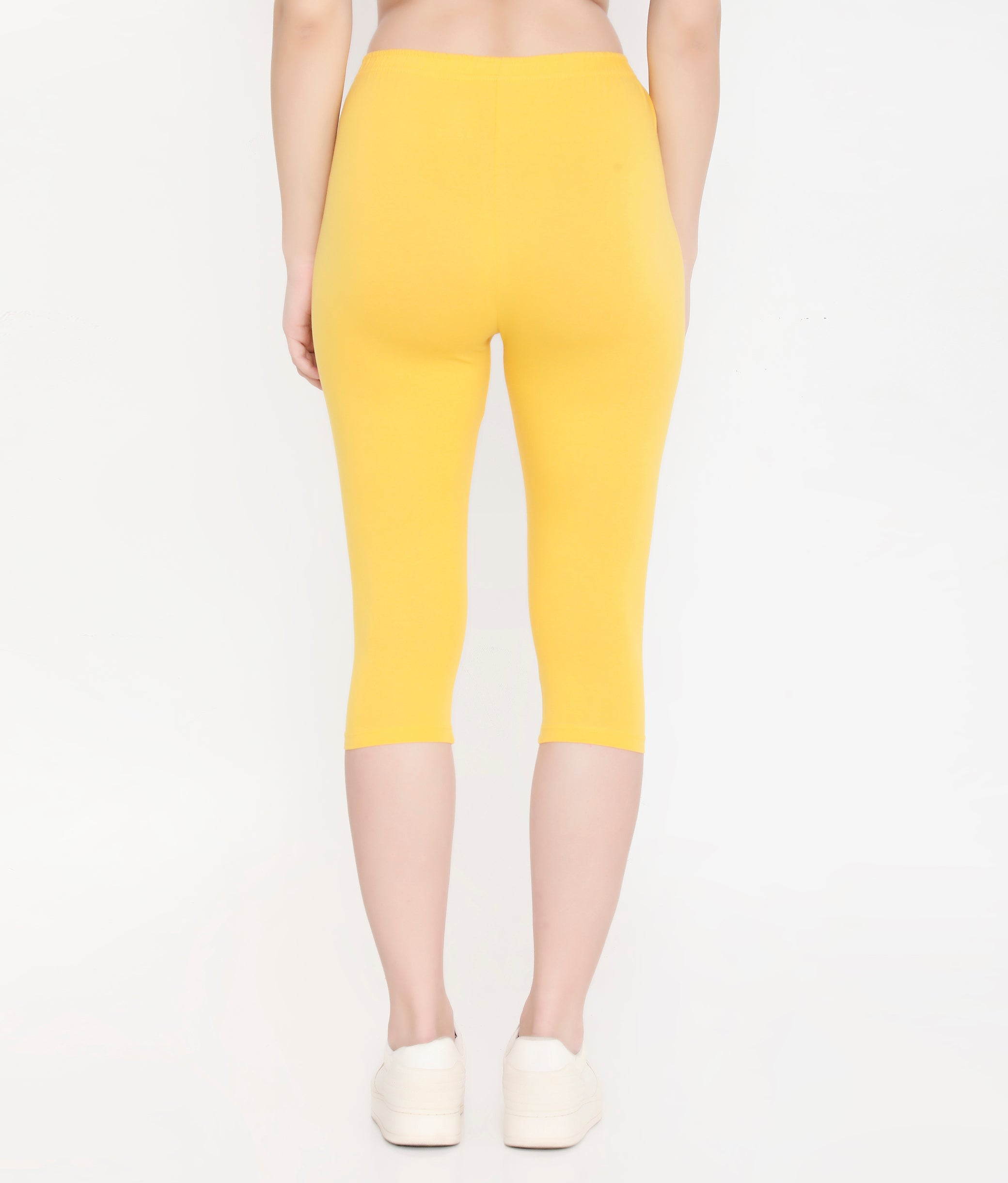 WOMEN SOFT COTTON EVERYDAY CAPRI - YELLOW