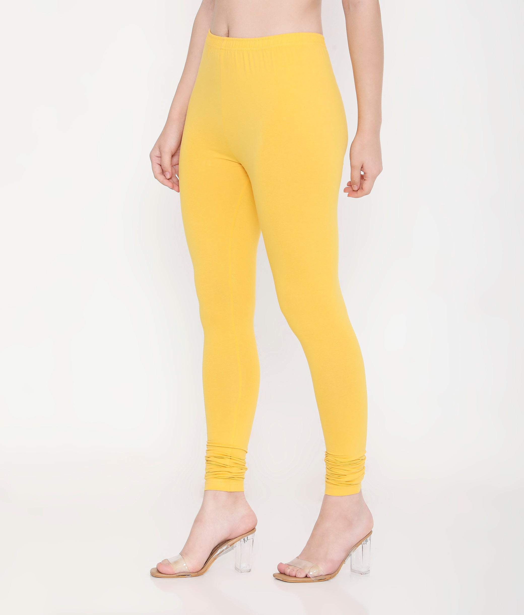 WOMEN COTTON CHURIDAR LEGGINGS - YELLOW