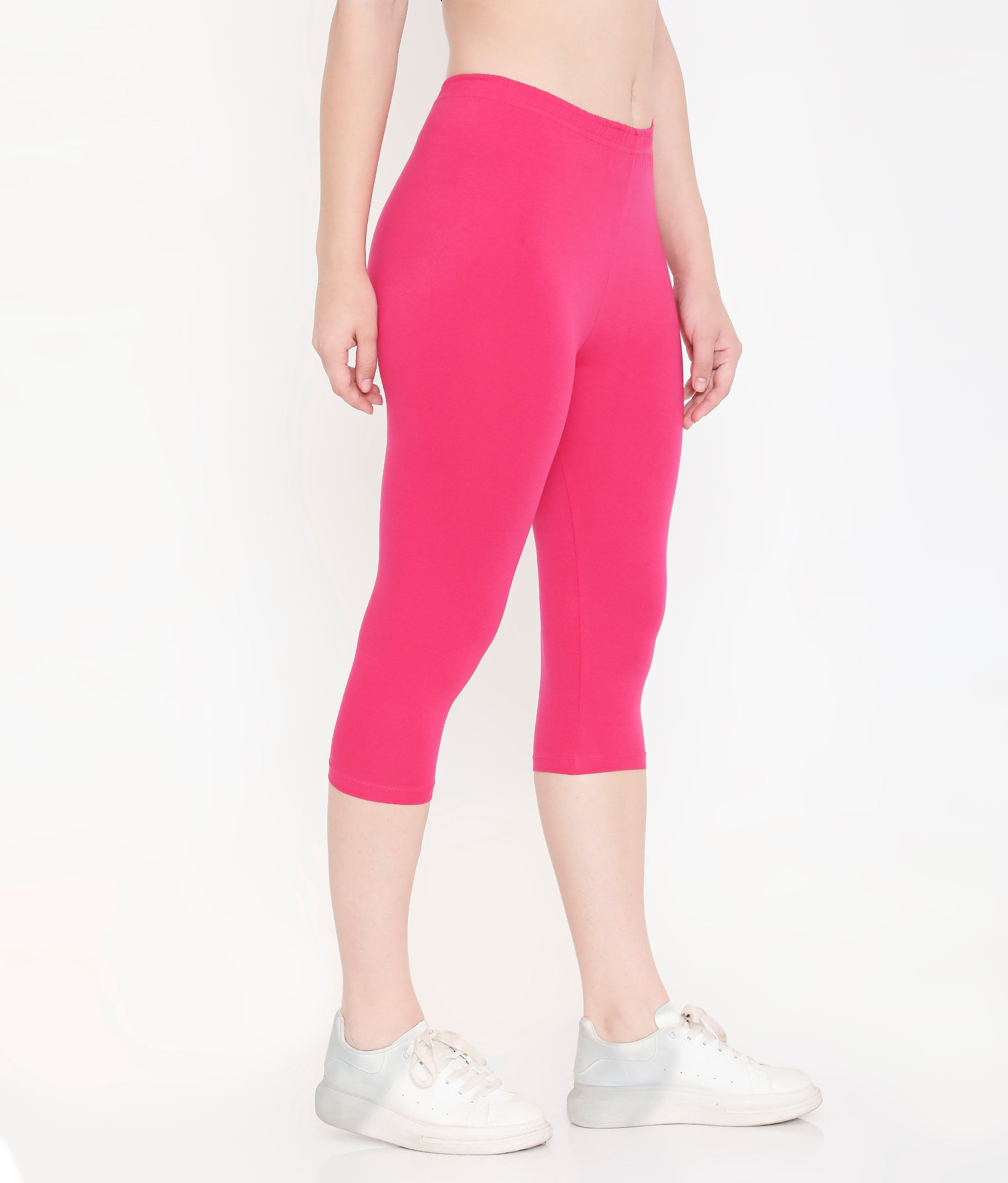 DARK PINK SOFT COTTON EVERYDAY CAPRI FOR WOMEN