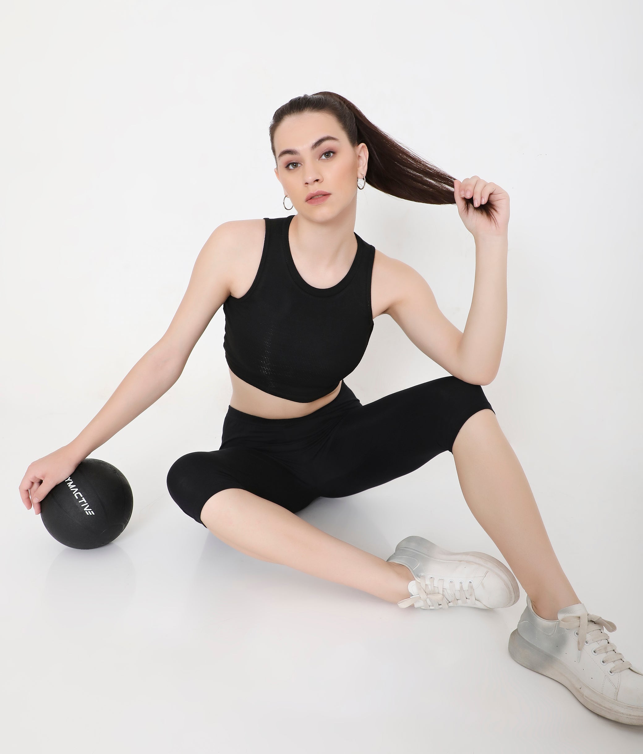 BLACK SOFT COTTON EVERYDAY CAPRI FOR WOMEN