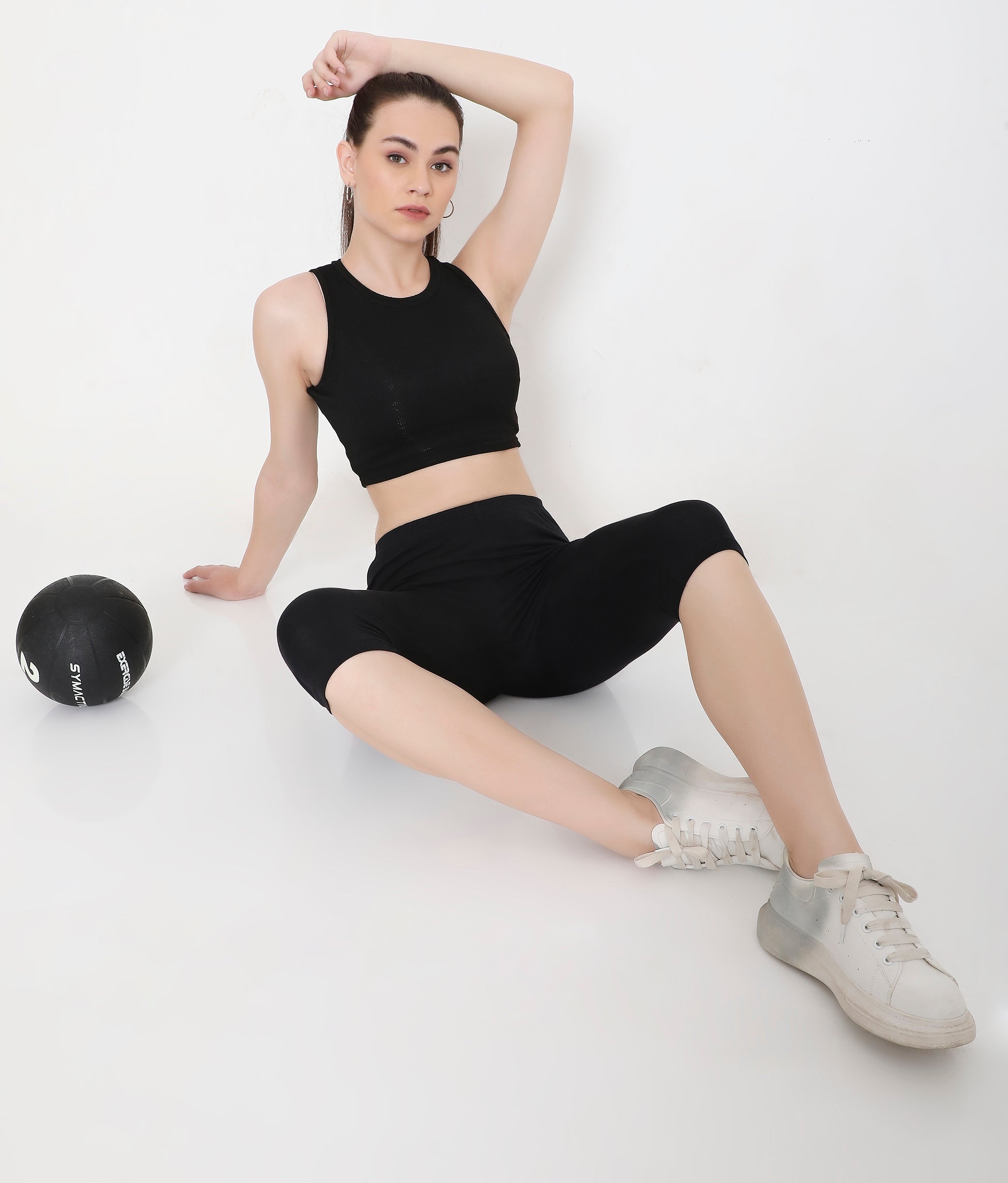 BLACK SOFT COTTON EVERYDAY CAPRI FOR WOMEN