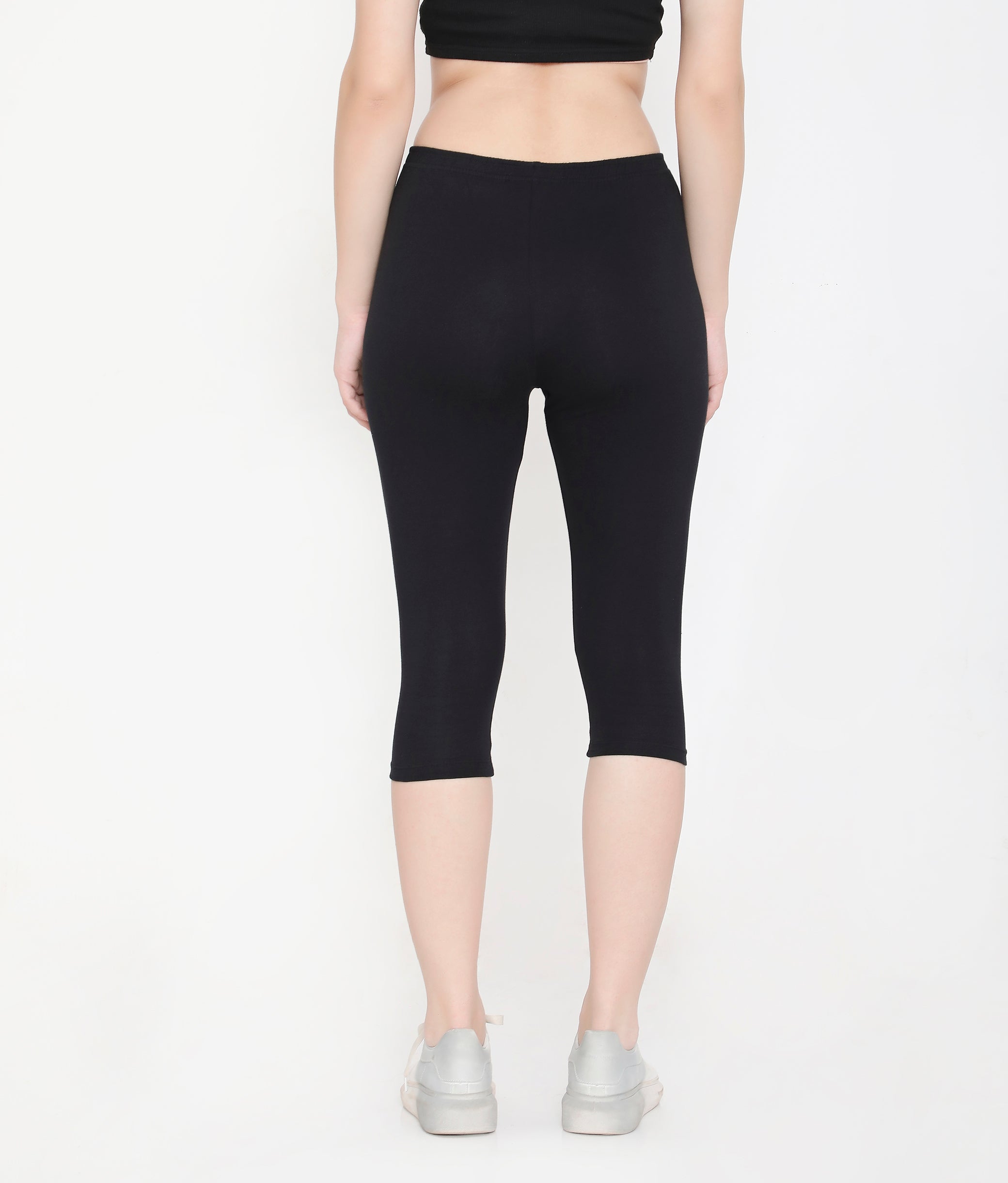 BLACK SOFT COTTON EVERYDAY CAPRI FOR WOMEN
