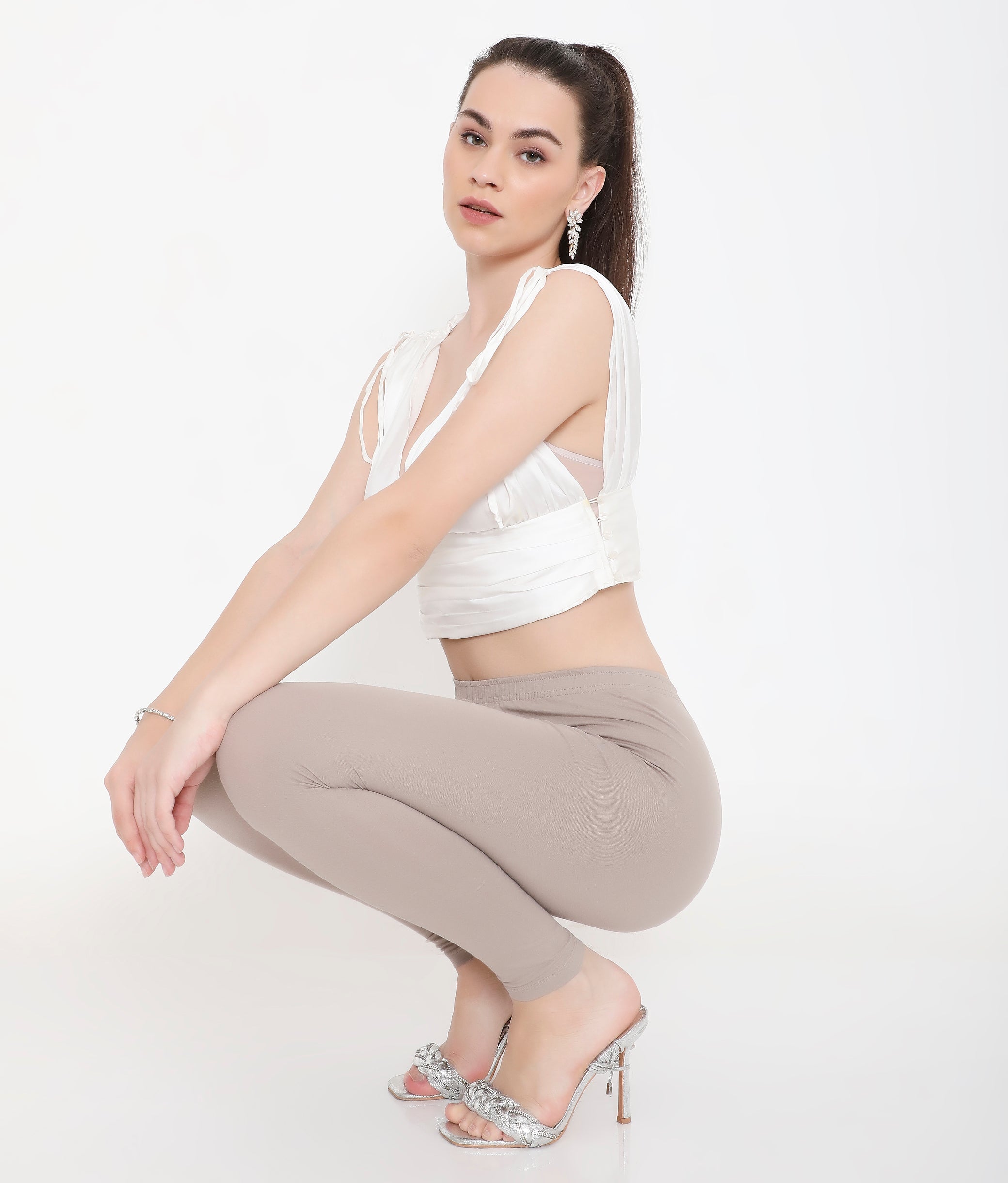 WARN GREY ANKLE-LENGTH COTTON LEGGINGS FOR WOMEN