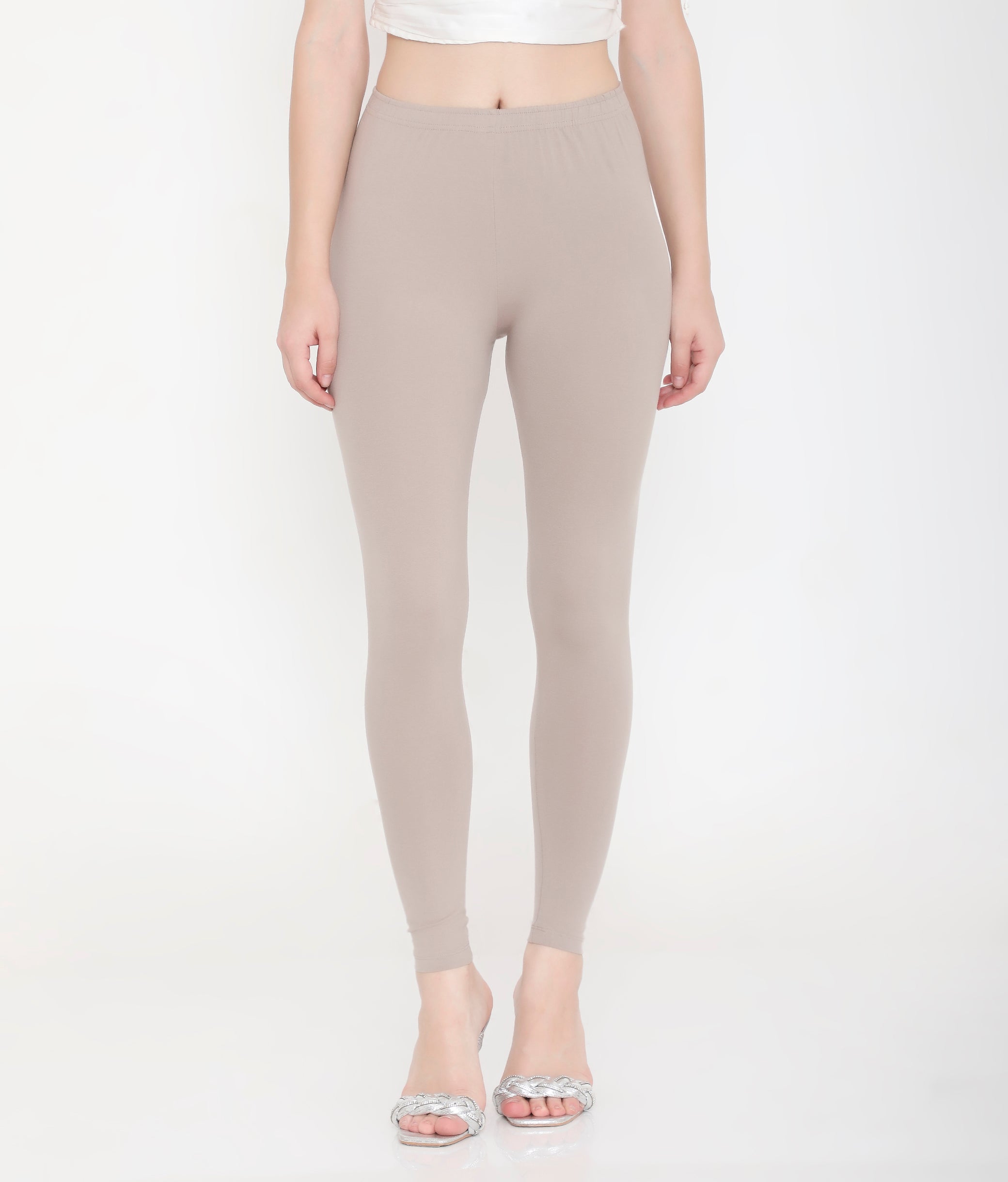 WARN GREY ANKLE-LENGTH COTTON LEGGINGS FOR WOMEN