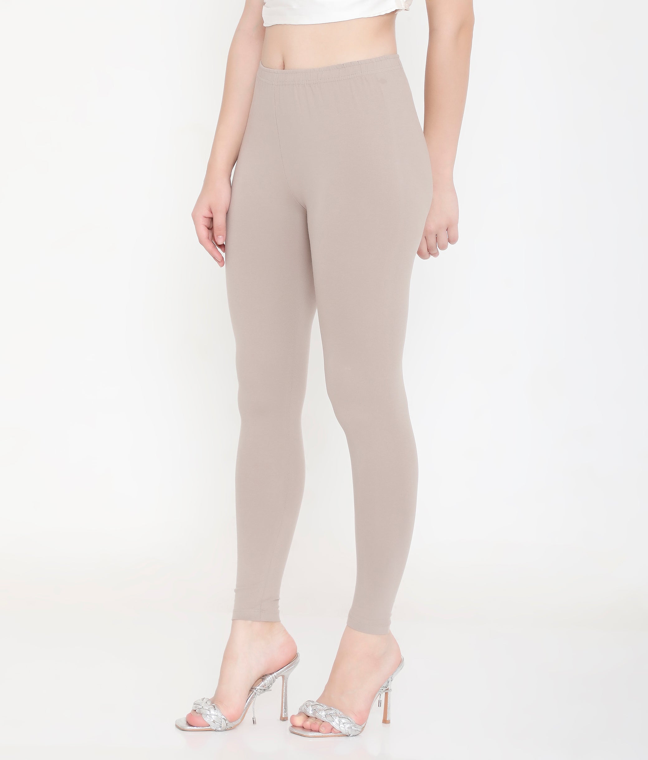 WARN GREY ANKLE-LENGTH COTTON LEGGINGS FOR WOMEN