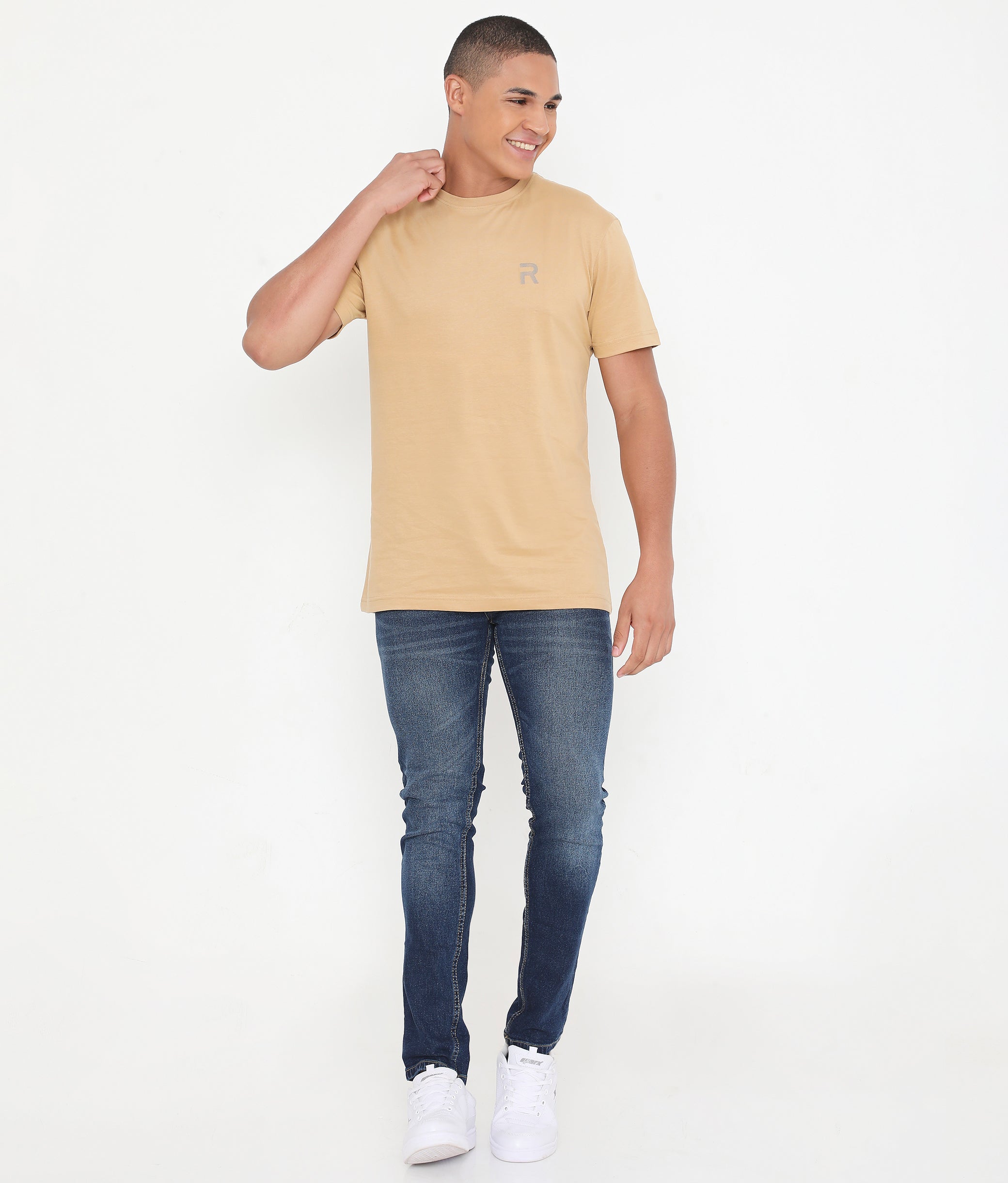 Men Khakhi Pure Cotton Tee Casual- 003