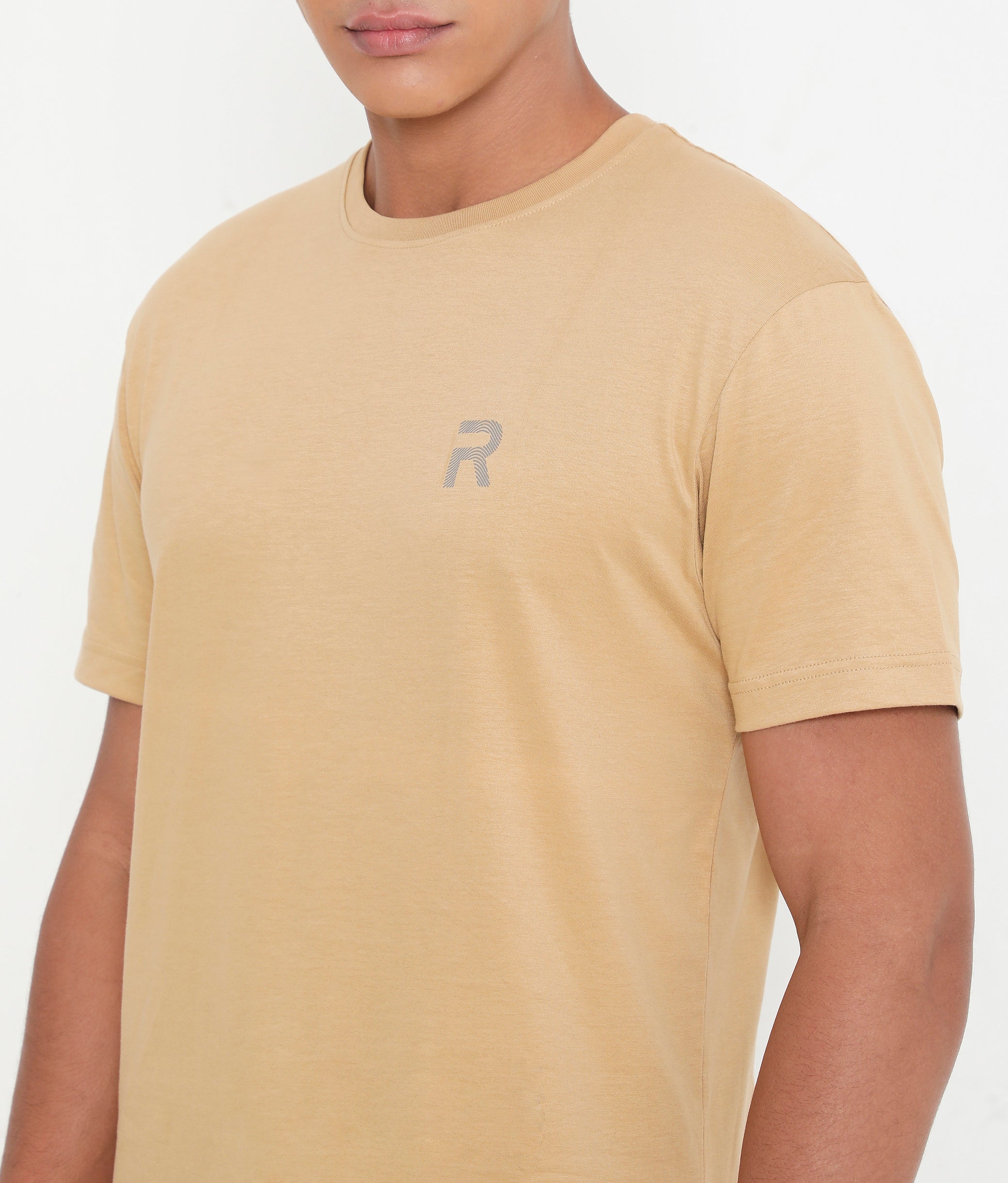 Men Khakhi Pure Cotton Tee Casual- 003