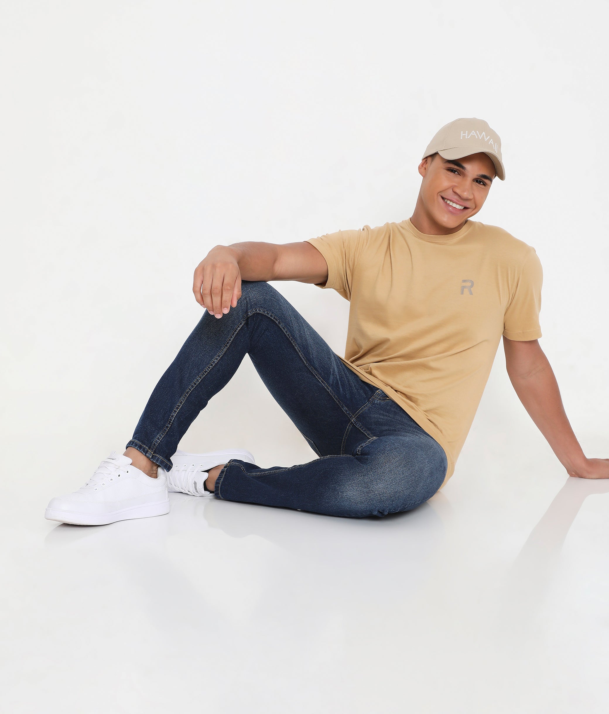 Men Khakhi Pure Cotton Tee Casual- 003