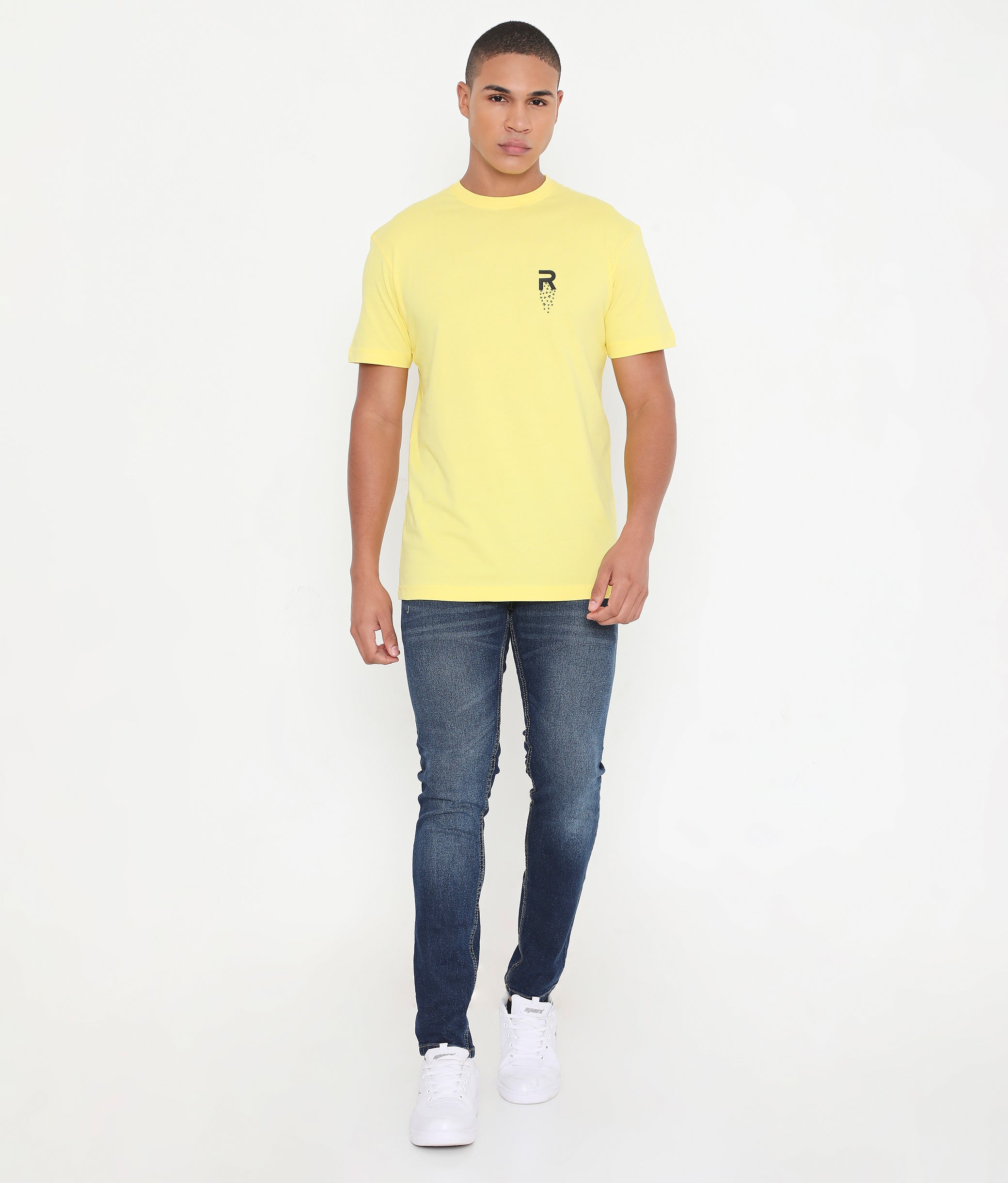 Men Solid Yellow Leisurewear Cotton Tee - 002