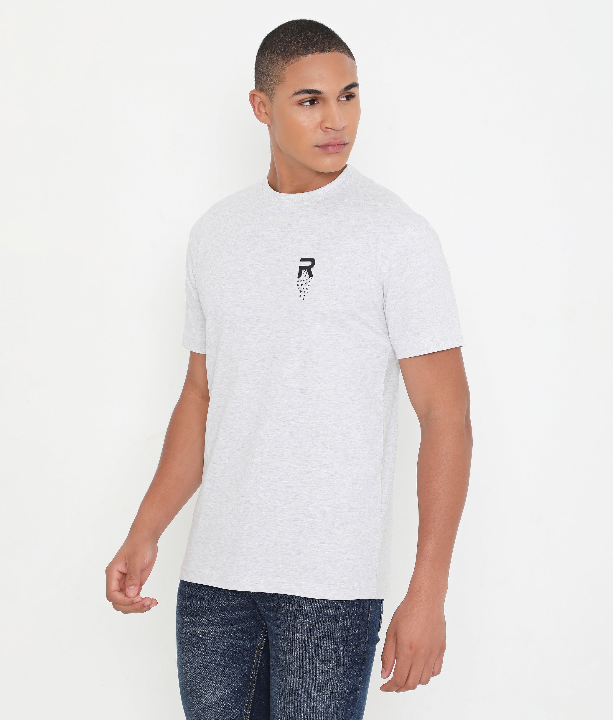 White Melange Men Leisurewear Cotton Tee - 002