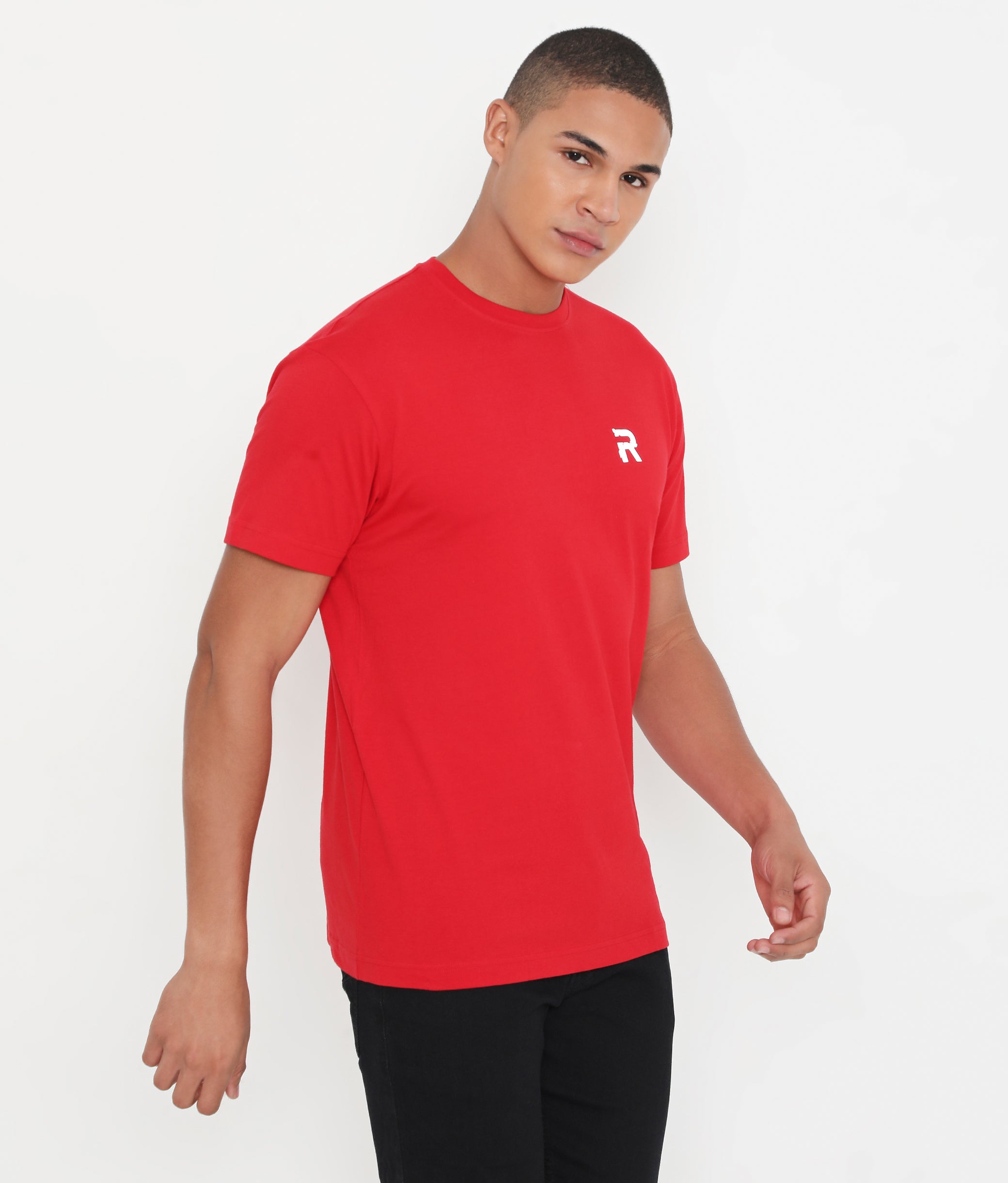 Men Solid Red Essential Cotton T-Shirt 001