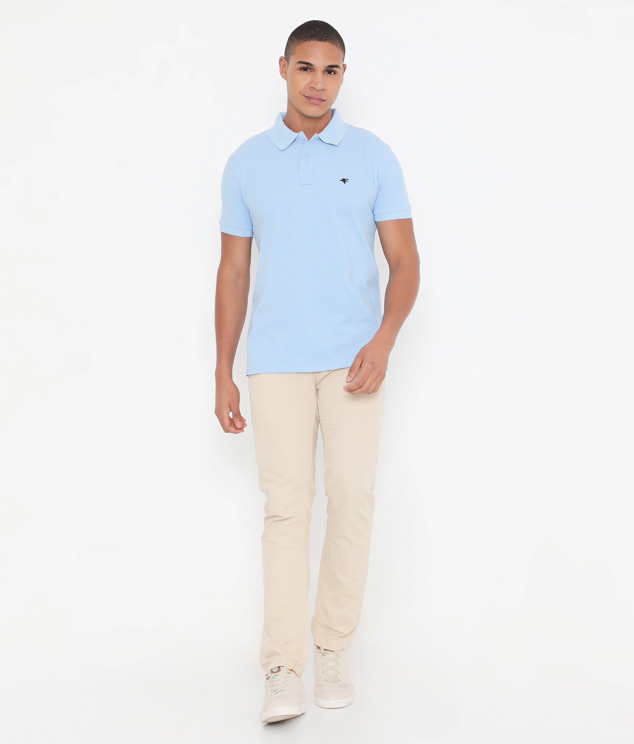 Men Sky Blue Classic Cotton Polo T-Shirt