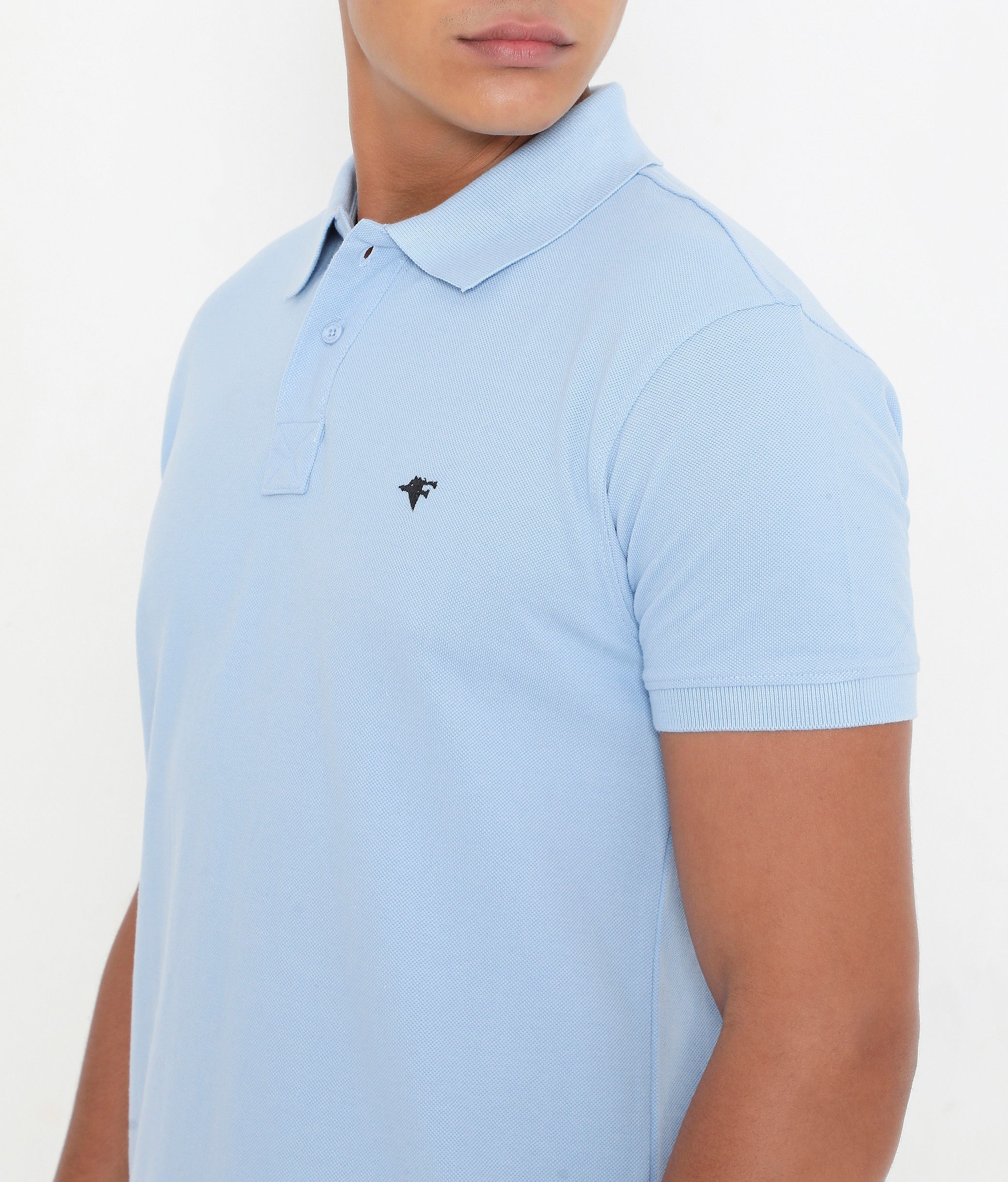 Men Sky Blue Classic Cotton Polo T-Shirt