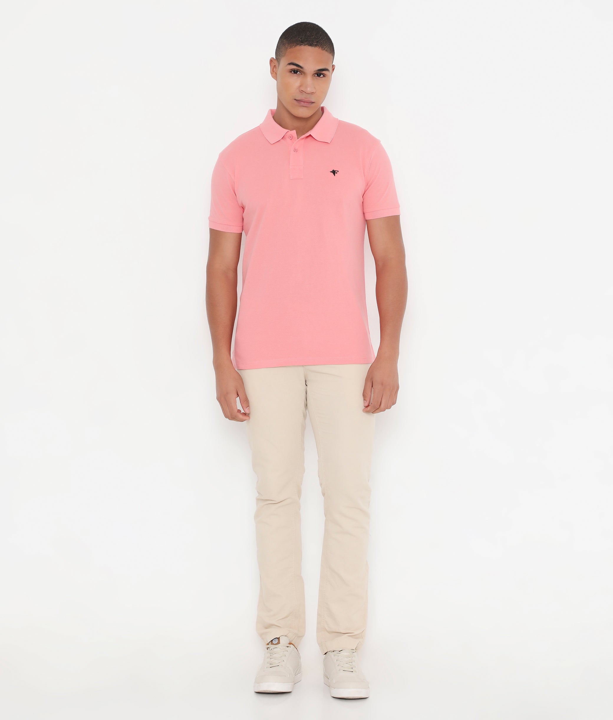 Men Light Peach Classic Cotton Polo T-Shirt