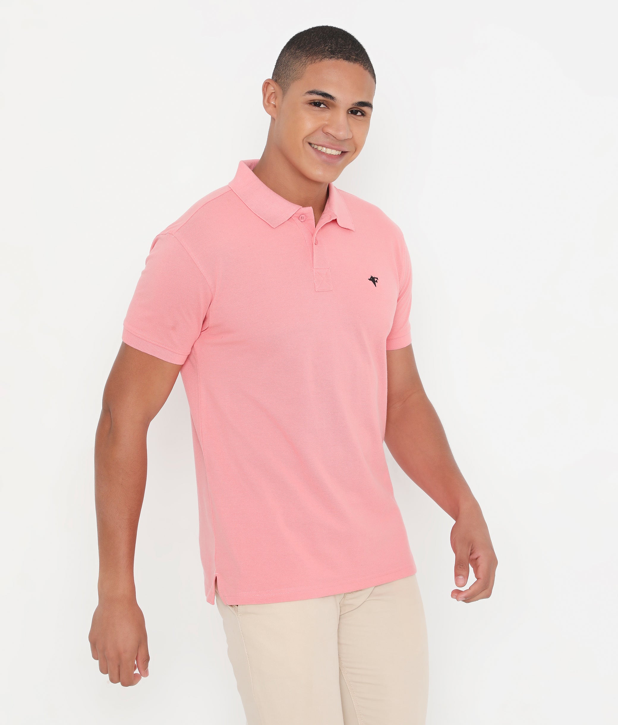 Men Light Peach Classic Cotton Polo T-Shirt
