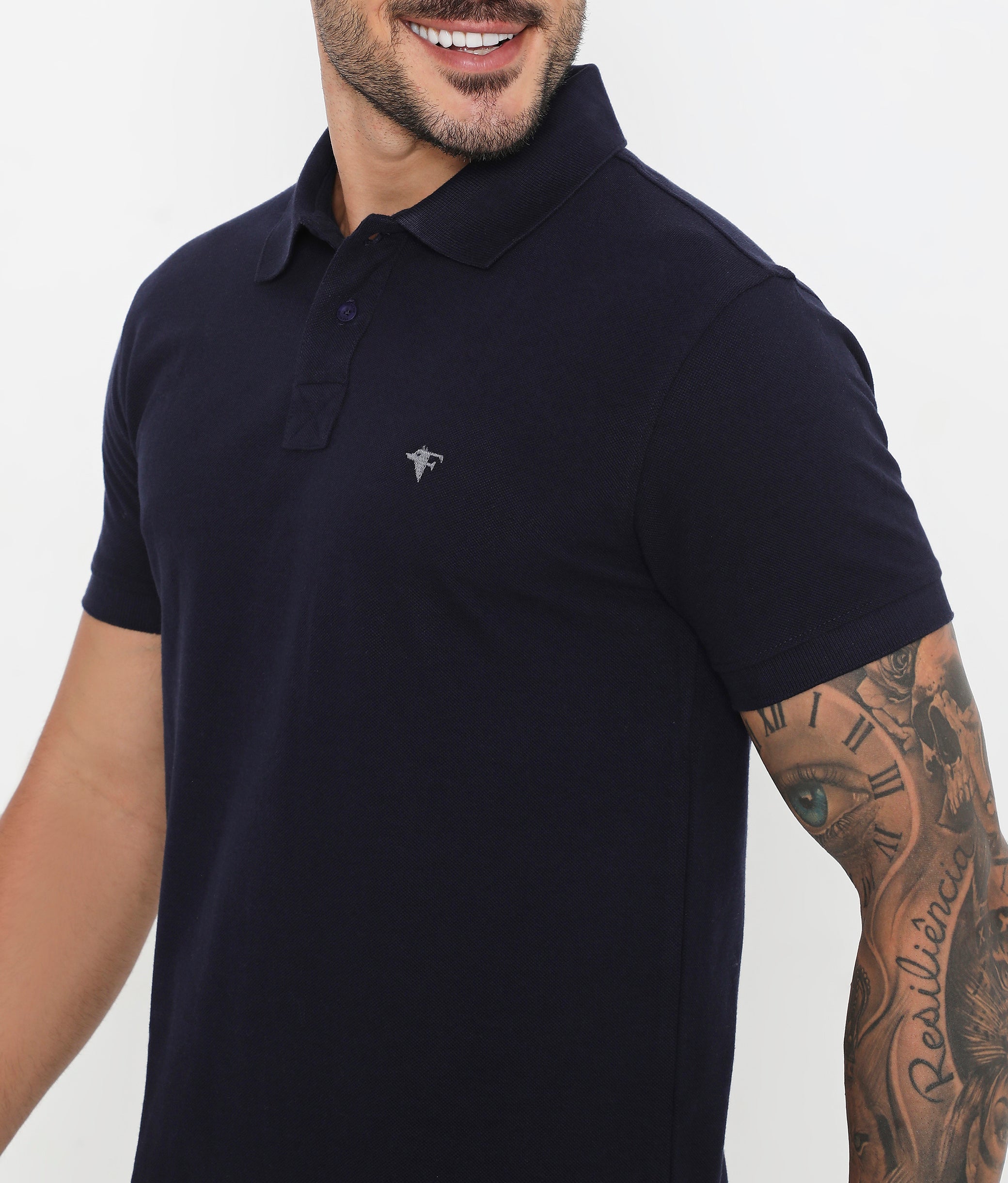 Men Navy Blue Classic Cotton Polo T-Shirt