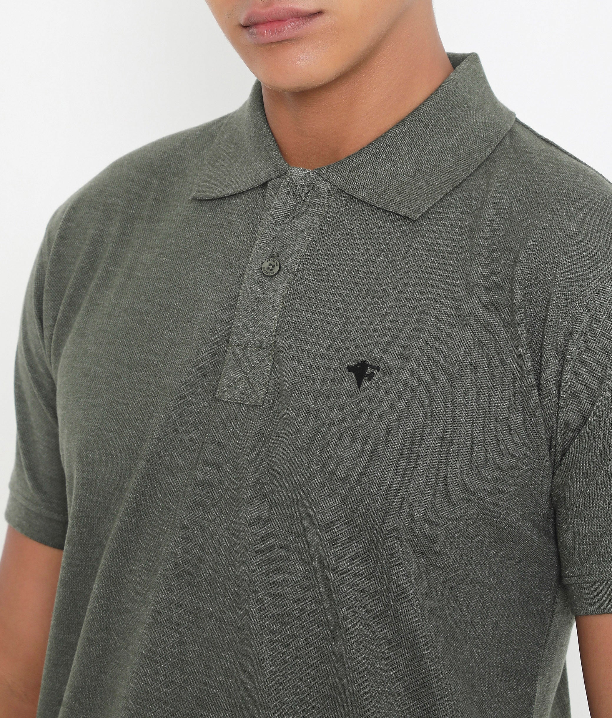 Men Classic Cotton Polo T-Shirt - Green Melange