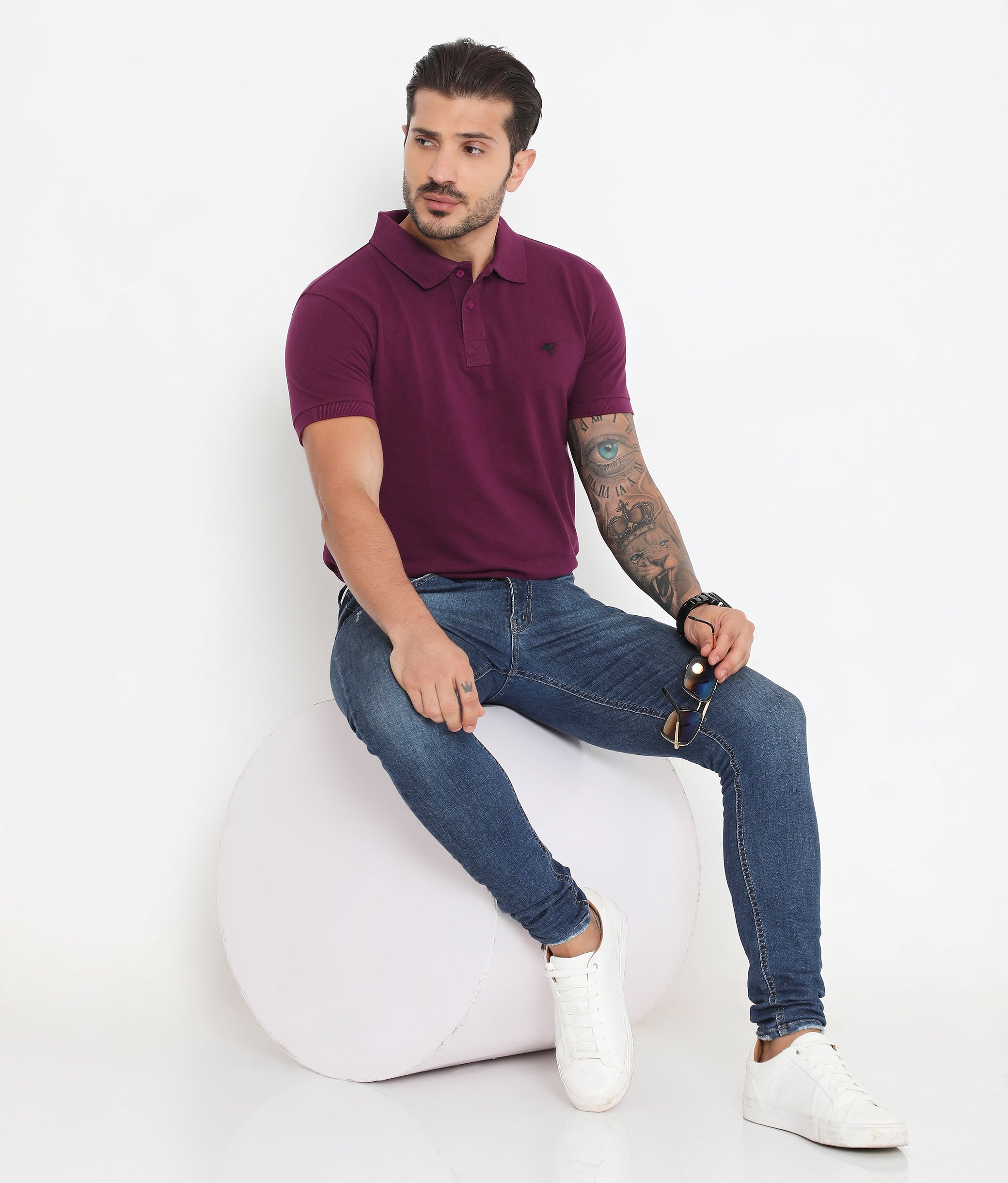 Men Classic Cotton Polo T-Shirt - Grape