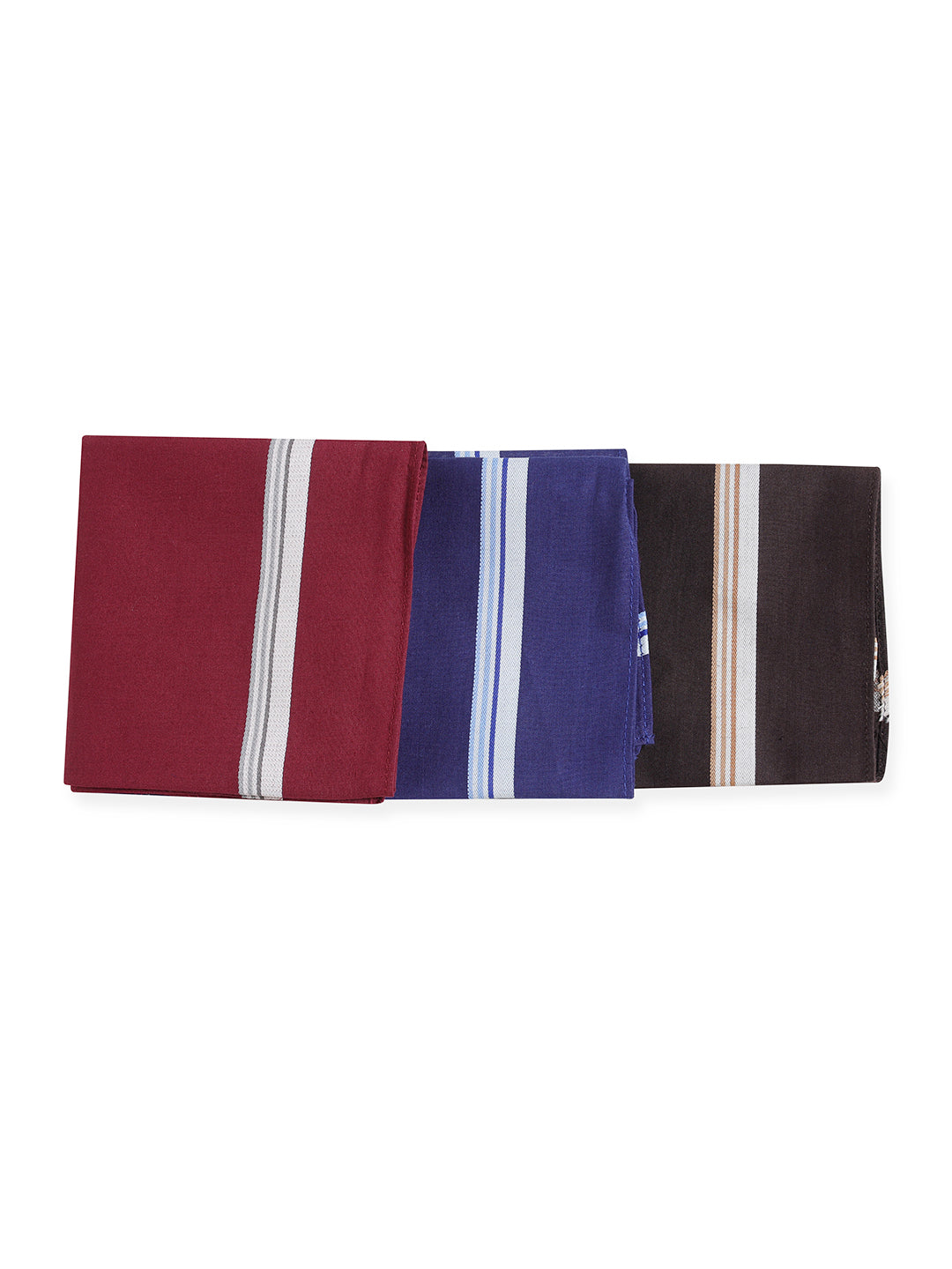 VIP Men's Striped Cotton Assorted Square Classic 04 Handkerchief-Pack of 3