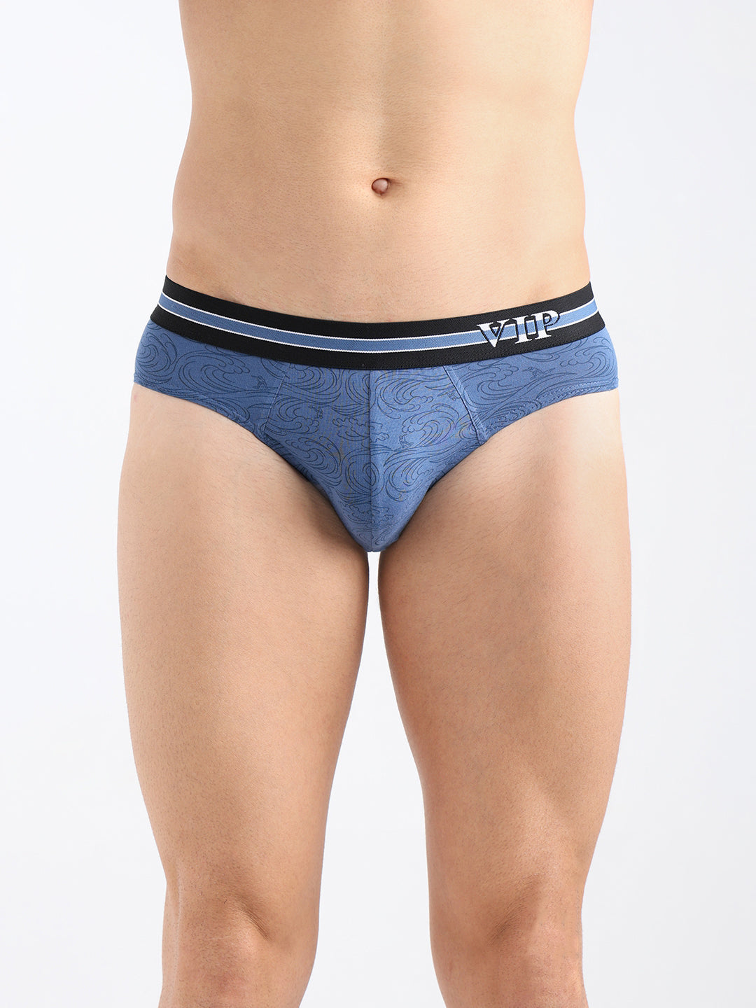 AZURE Men's Printed Cotton Mid Rise Regular Fit Briefs-Assorted Colours-PO2
