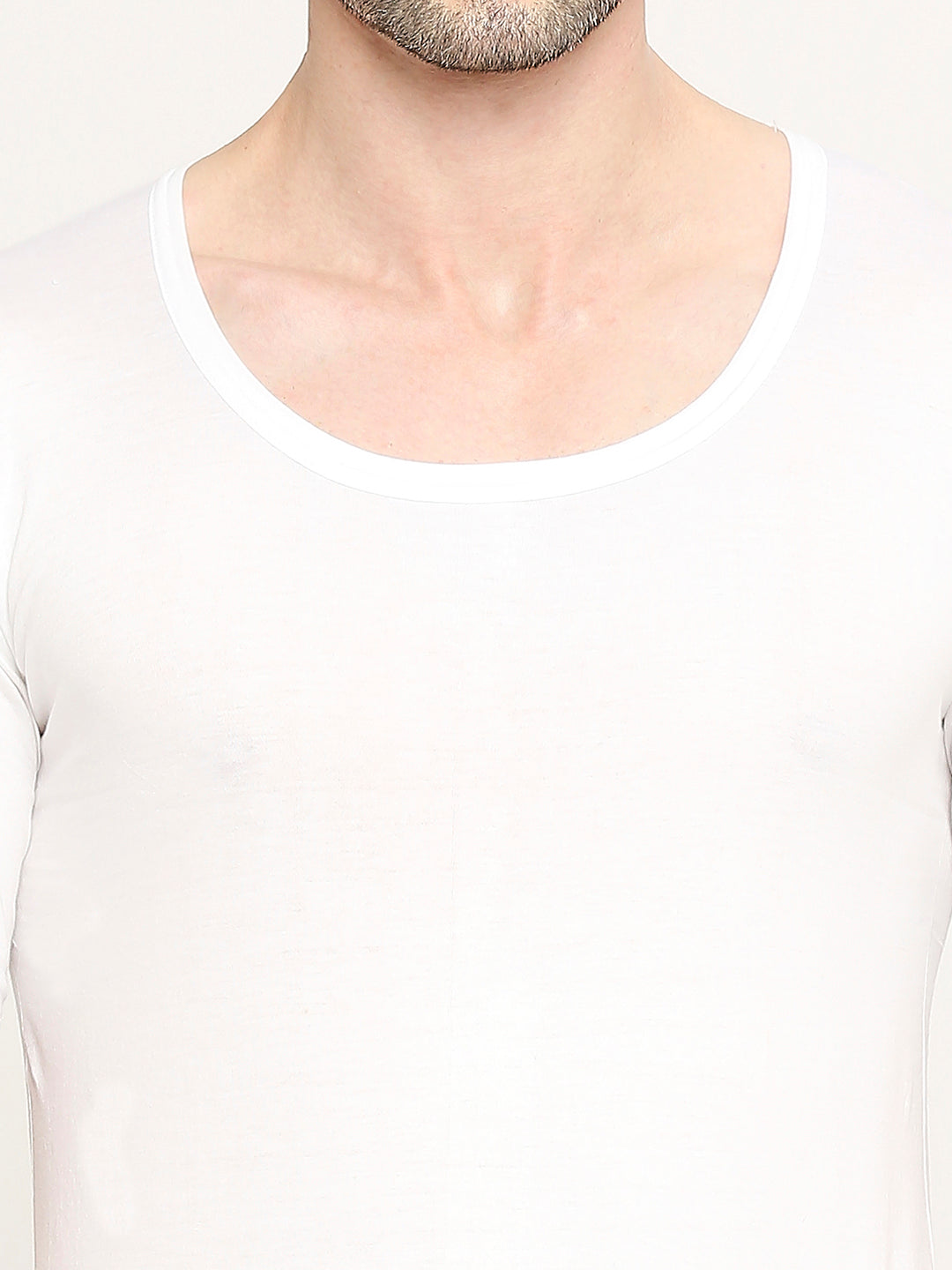 Bonus Classic Milky White Cotton Vest with Sleeves for Men