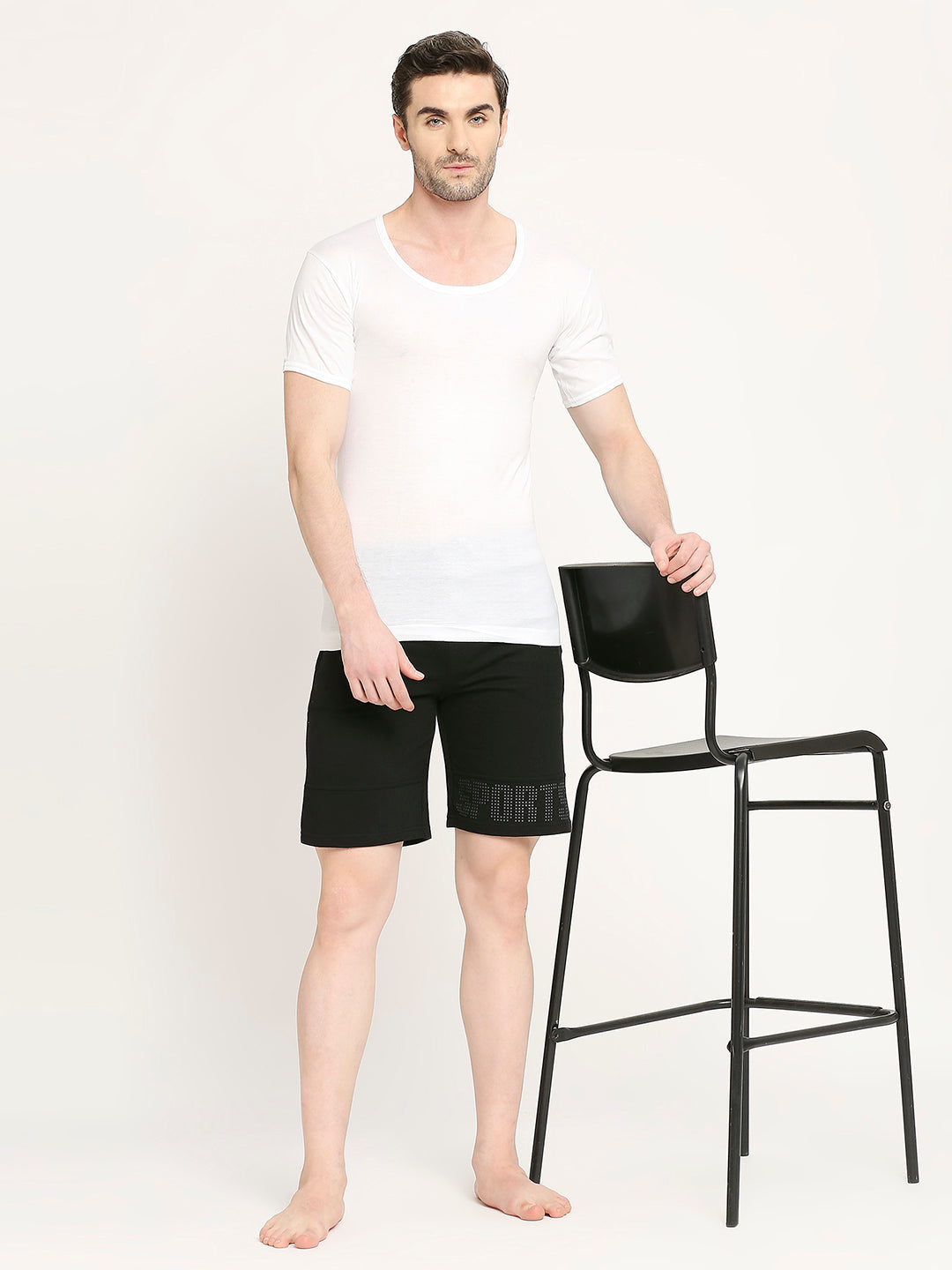 Bonus Classic Milky White Cotton Vest with Sleeves for Men