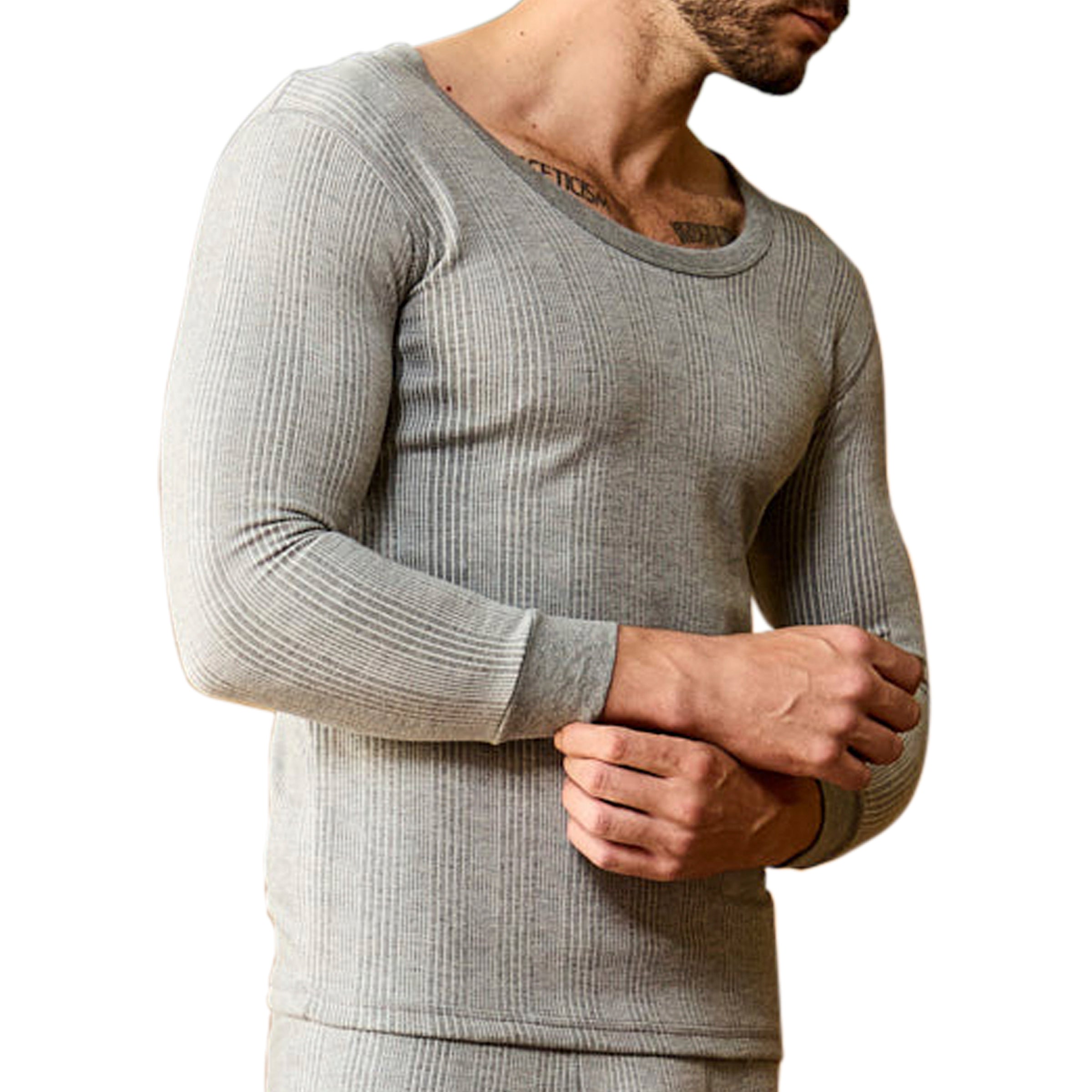 VIP Menƒ??s Round Neck Thermal Top ƒ?? Grey Melange