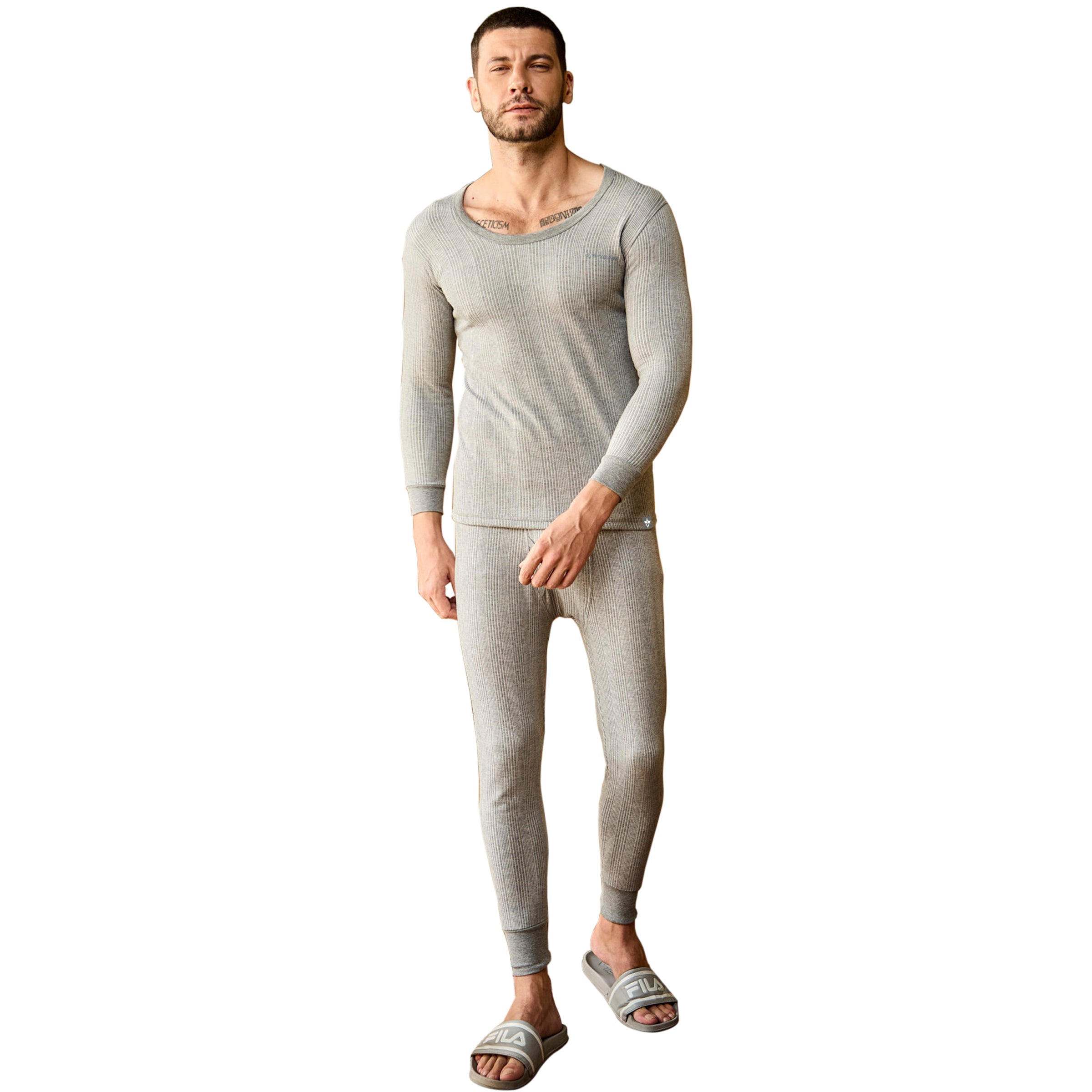 VIP Menƒ??s Round Neck Thermal Top ƒ?? Grey Melange