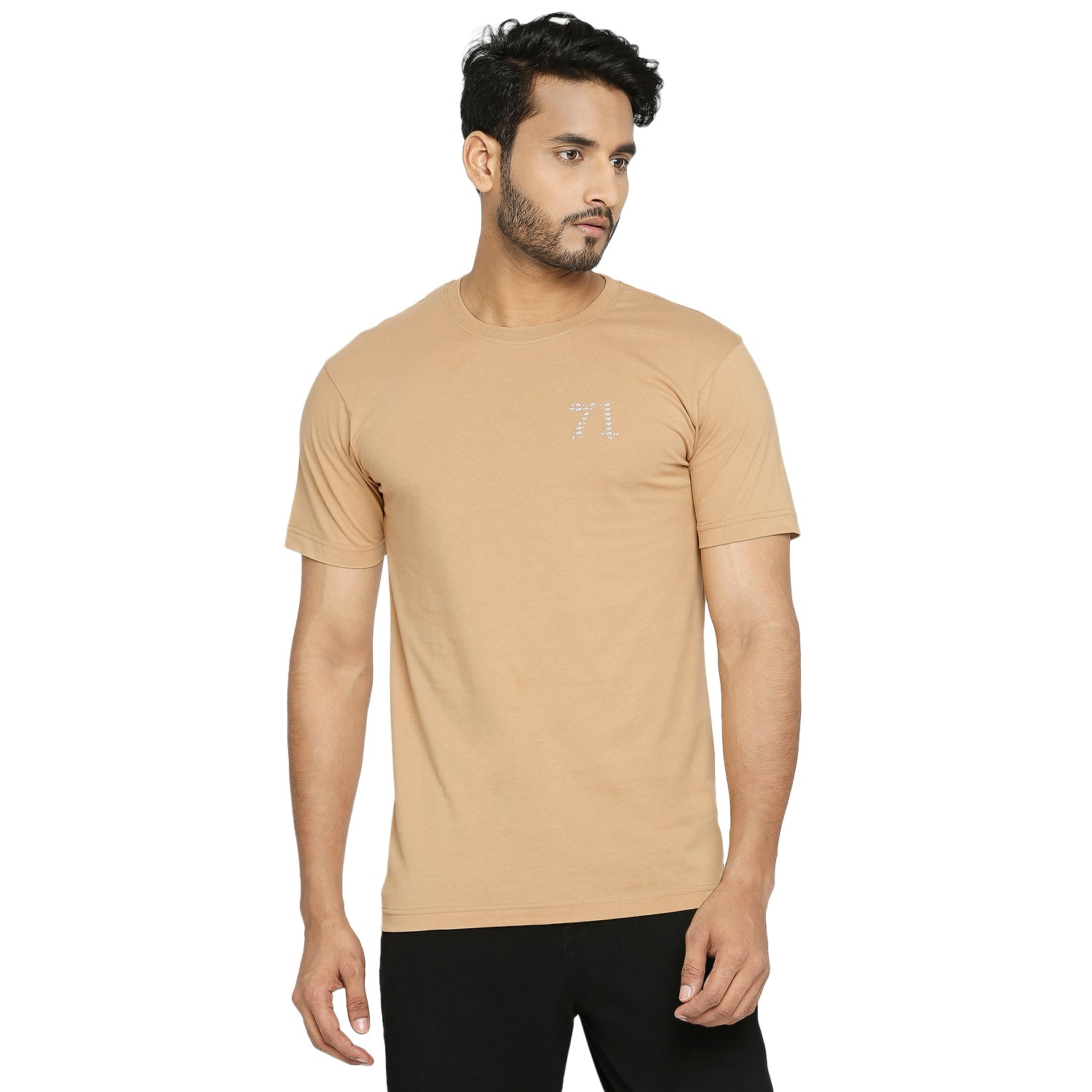 Solid Khaki Everyday Essential Cotton T-Shirt for Men