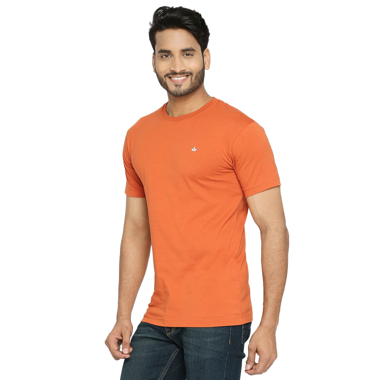 Solid Rust Everyday Essential Cotton T-Shirt for Men