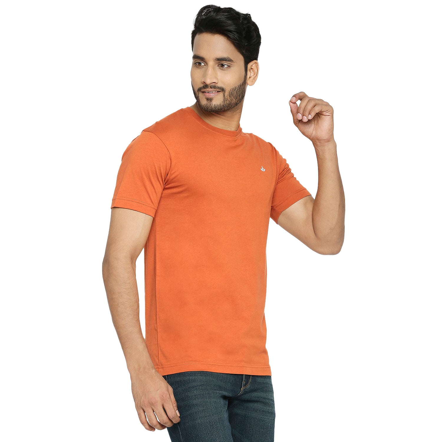 Solid Rust Everyday Essential Cotton T-Shirt for Men