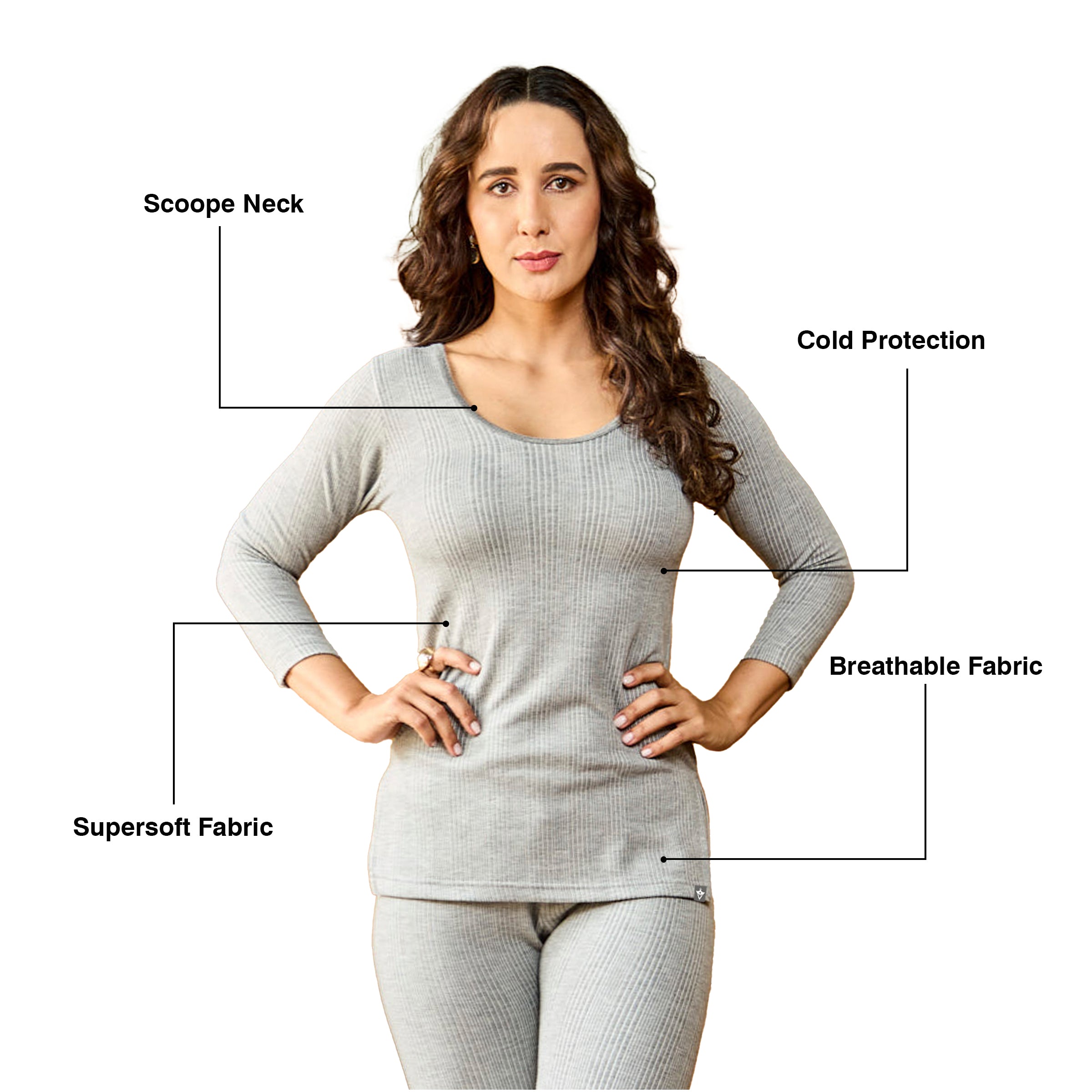 VIP Women Scoop Neck 3/4 Sleeves Top Thermal Wear