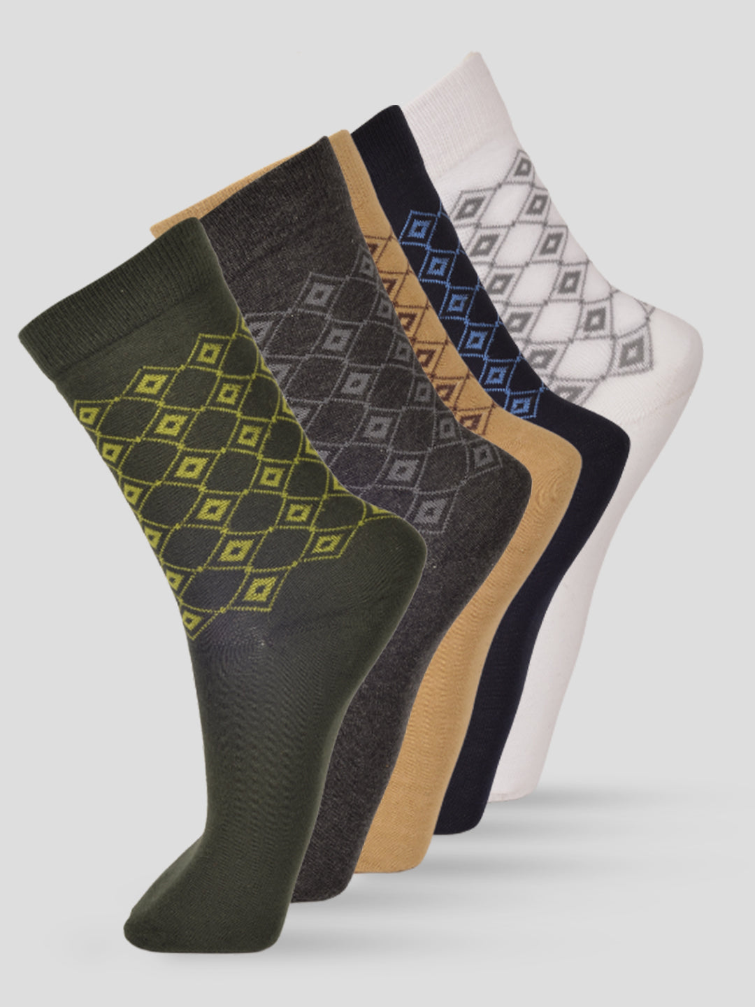 PACK OF 5 SMART FORMAL - ARGYLE - 003 FULLl CUT ASSORTED COTTON SOCKS