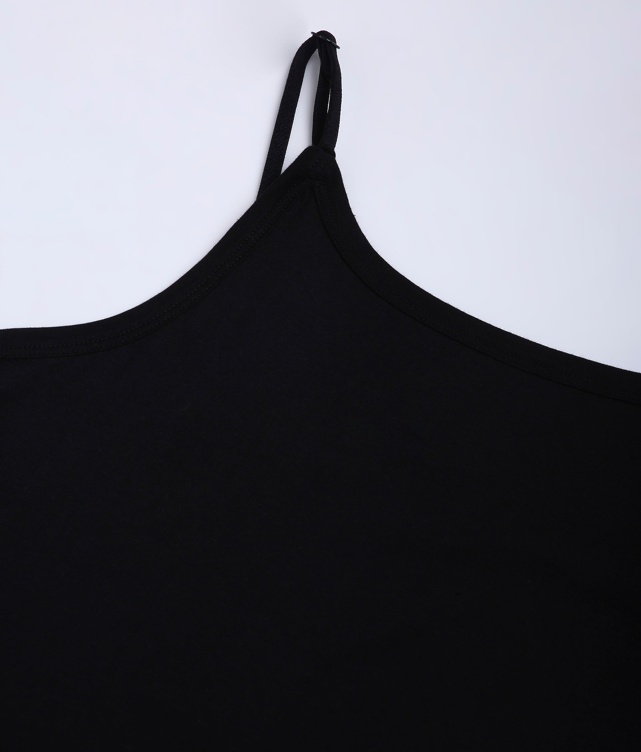 KS03 Side Slit Black Kurti Slip Camisole with Adjustable Straps for Women