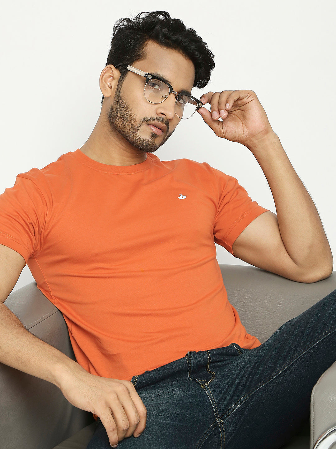 Mens Rusty Colour Round Neck T-Shirt