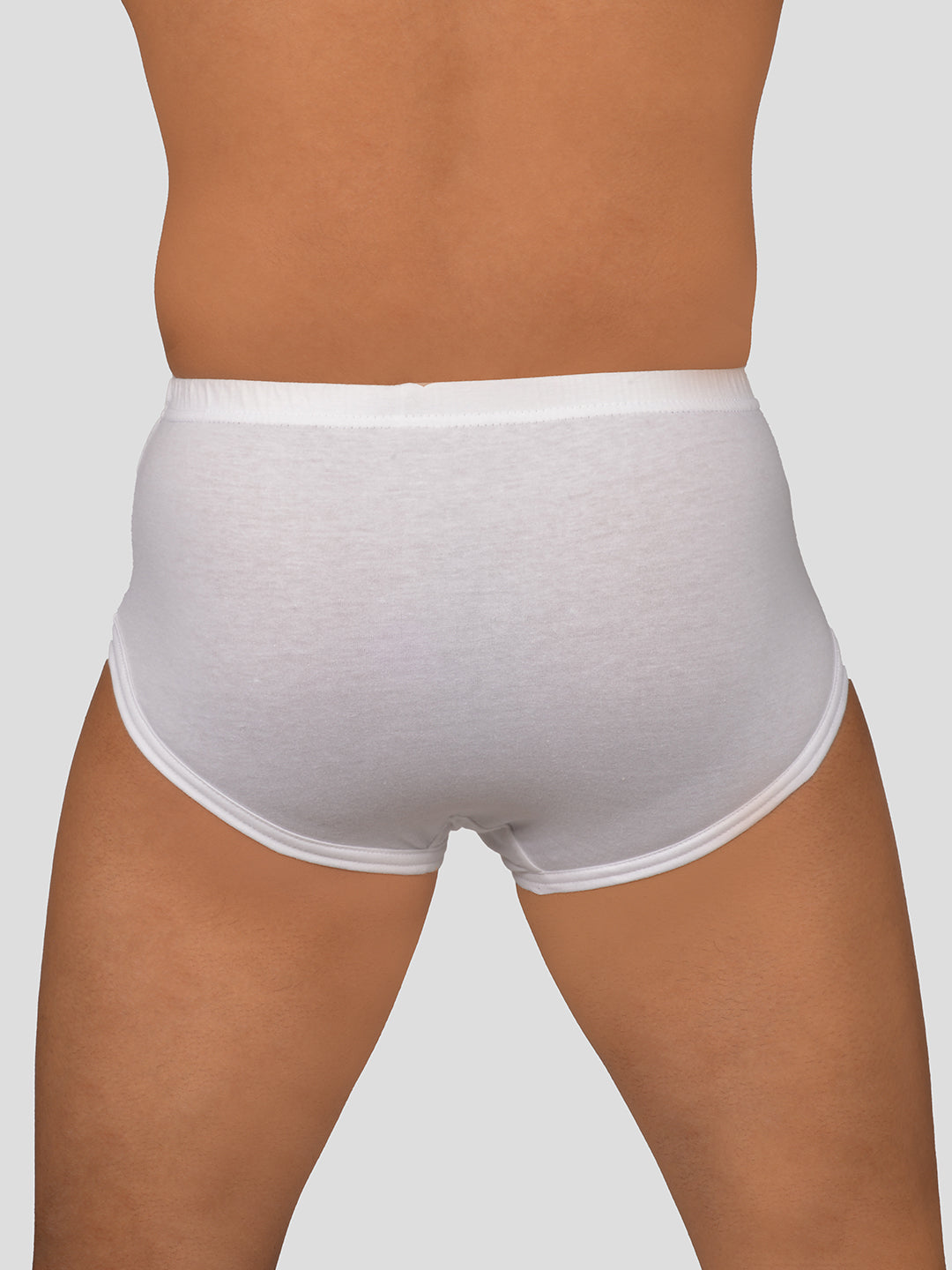 Gold Solid White Cotton Briefs for Men