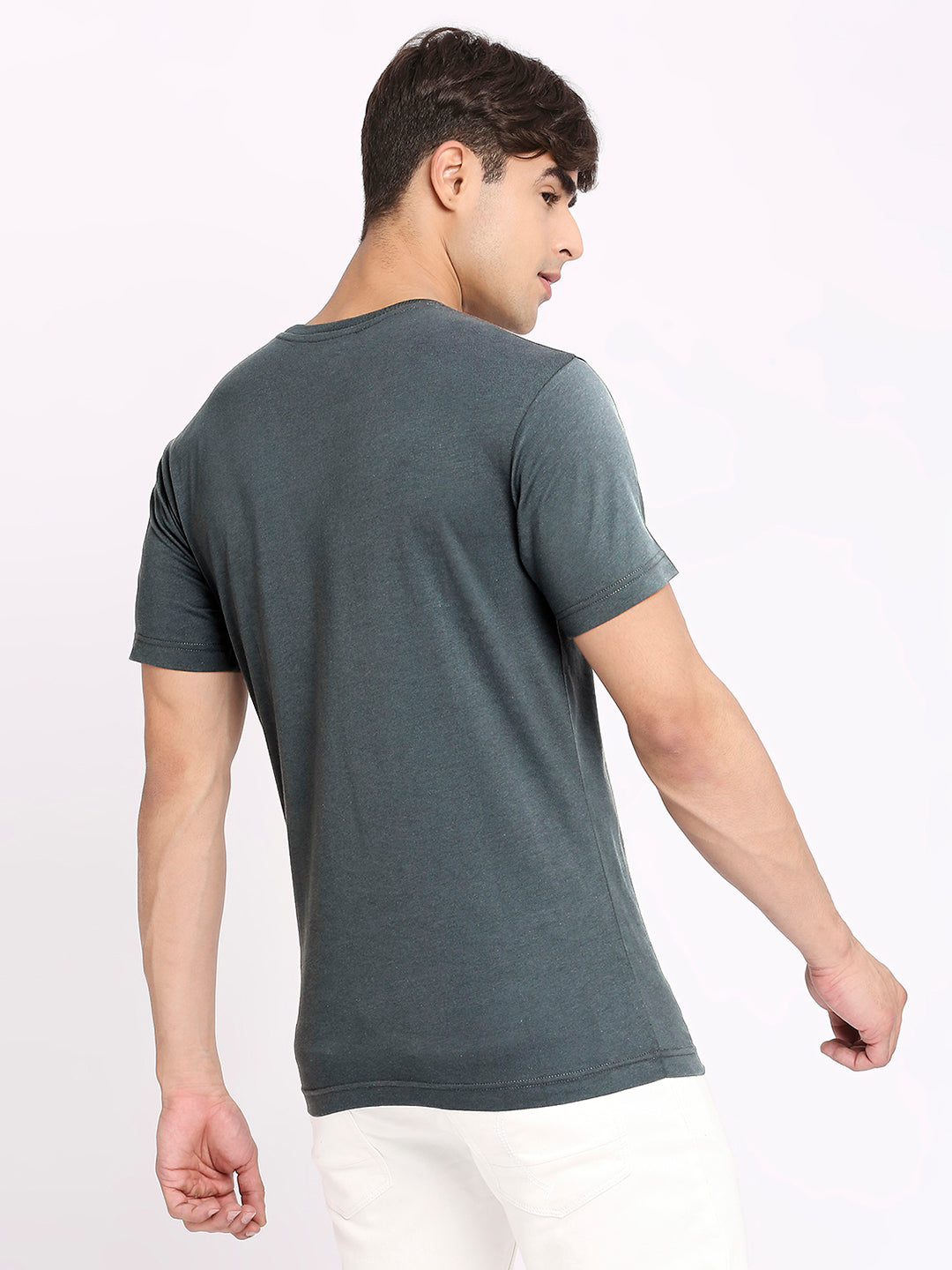 Mens Dark Grey Round Neck T-Shirt