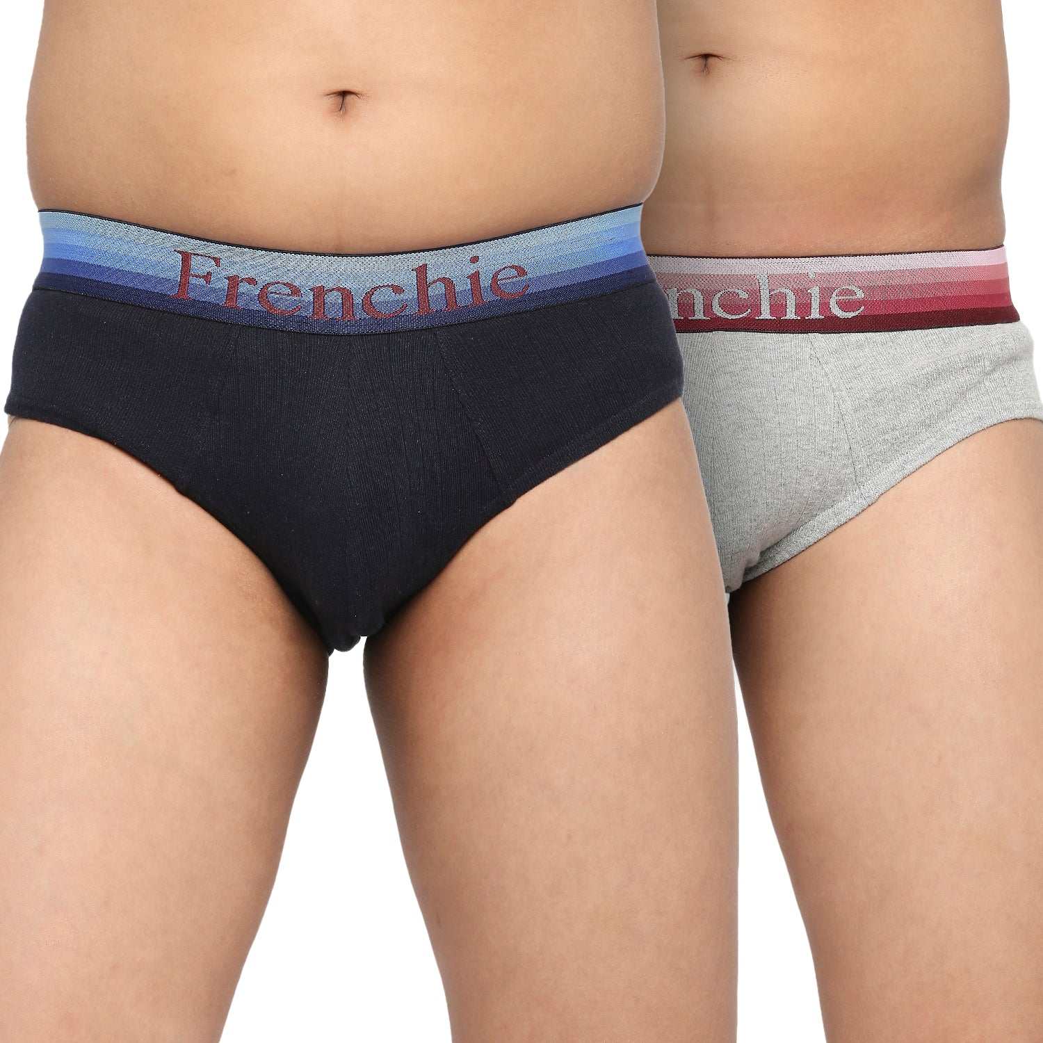 U19 Teenagers Cotton Brief Navy Blue and Gray - Pack of 2