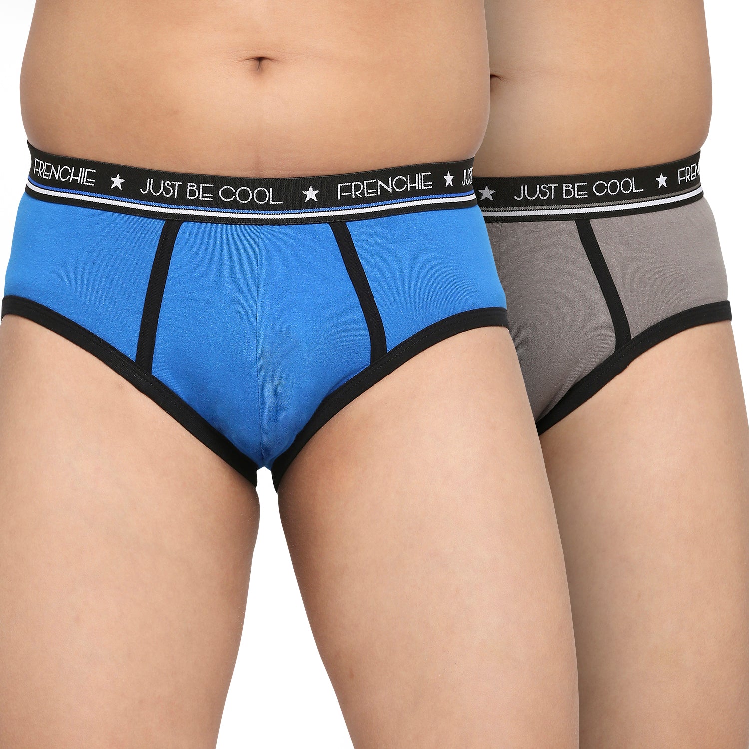 U19 Teenagers Cotton Brief Gray and Blue - Pack of 2