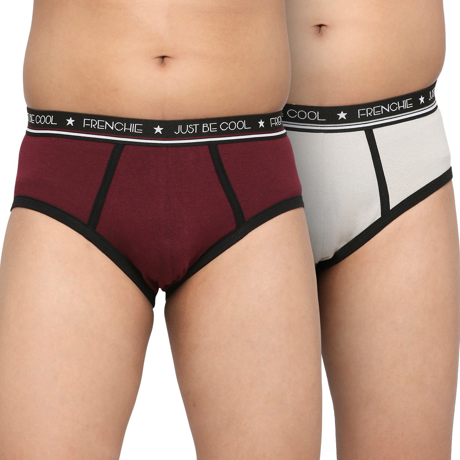 U19 Teenagers Cotton Brief Wine and Light Gray - Pack of 2