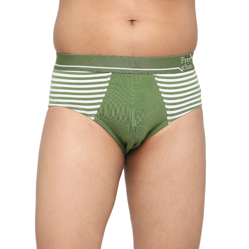 U19 Teenagers Cotton Striped Brief Navy and Green - Pack of 2