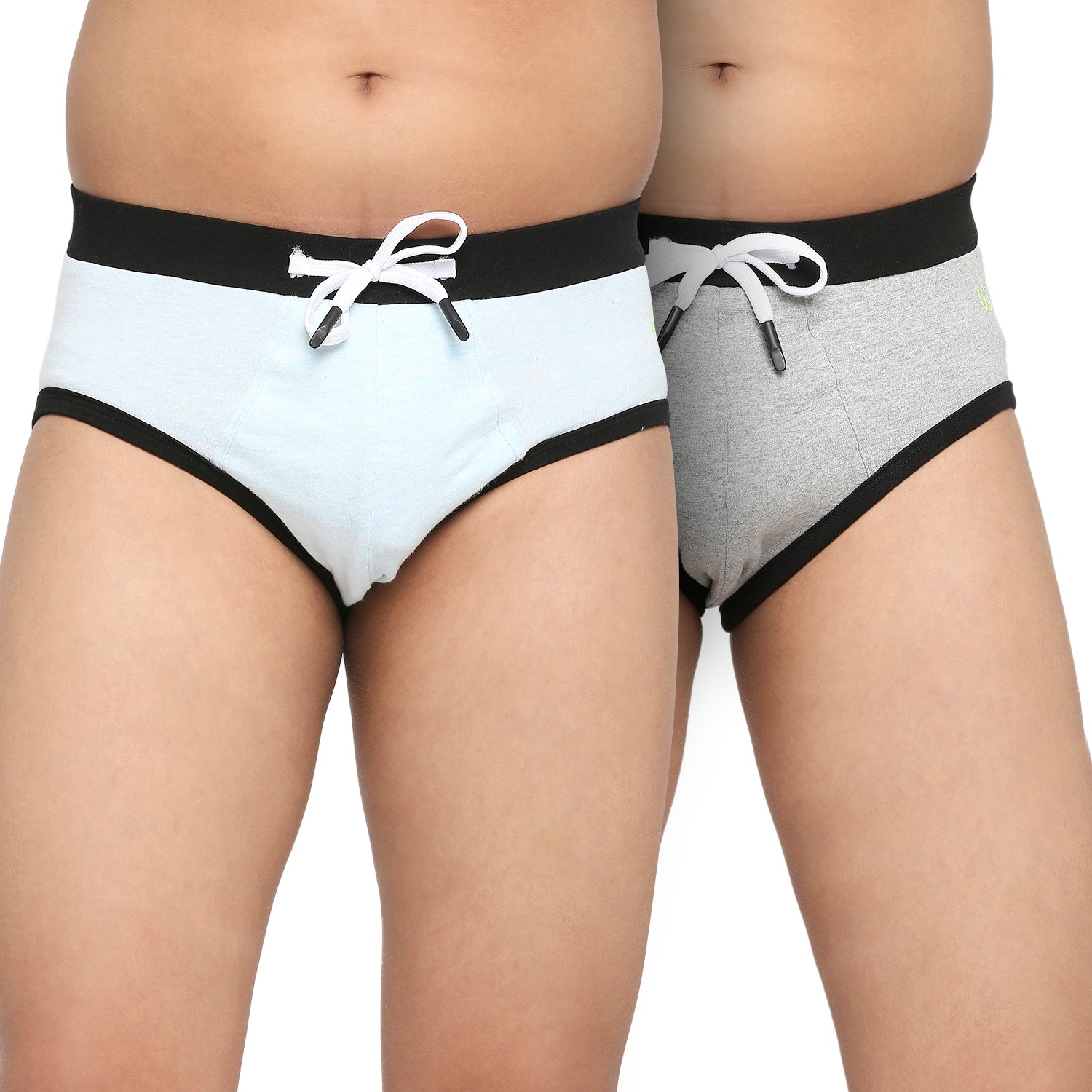 Teenagers Cotton Brief Aqua and Light Gray - Pack of 2