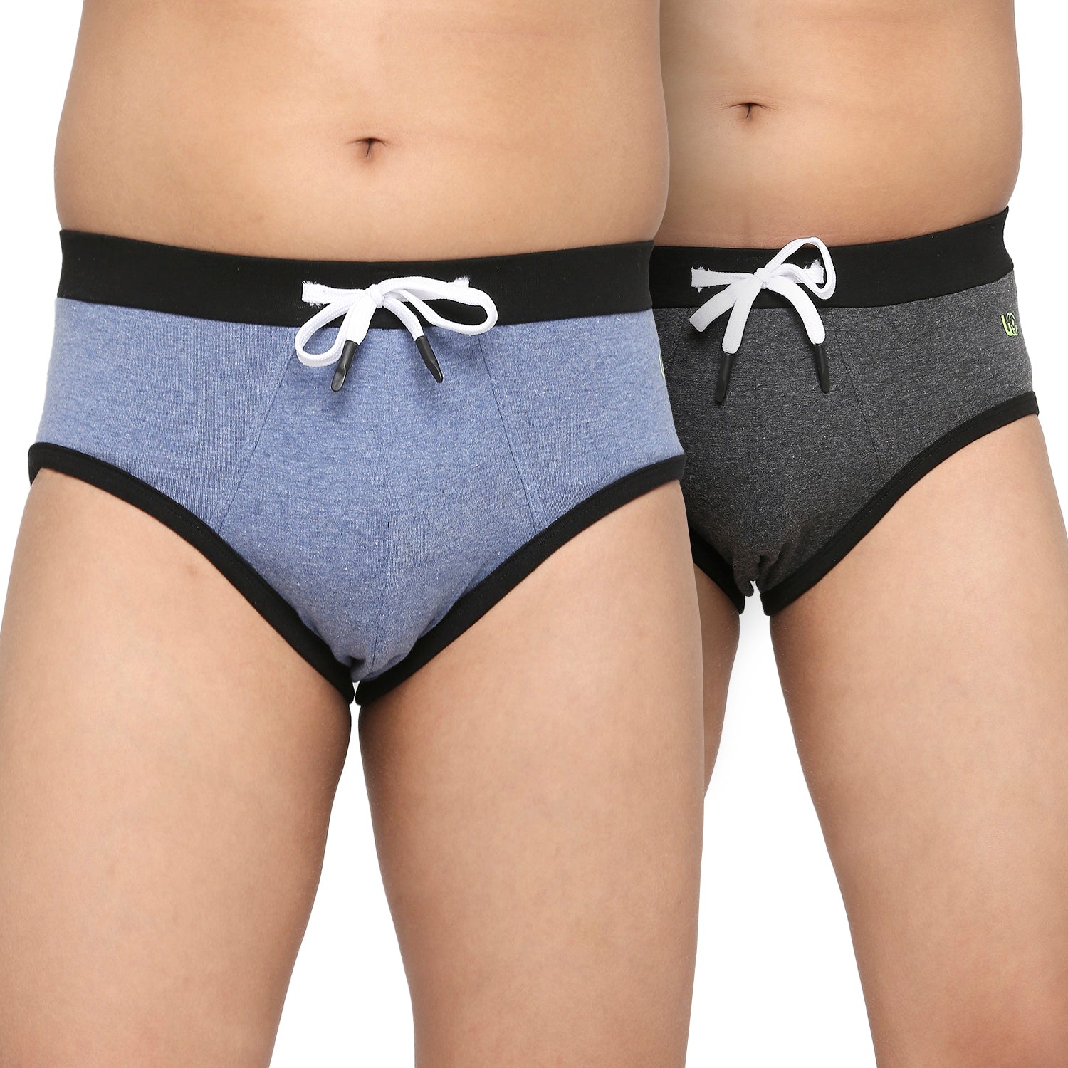 U19 Teenagers Cotton Brief Blue and Dark Gray - Pack of 2